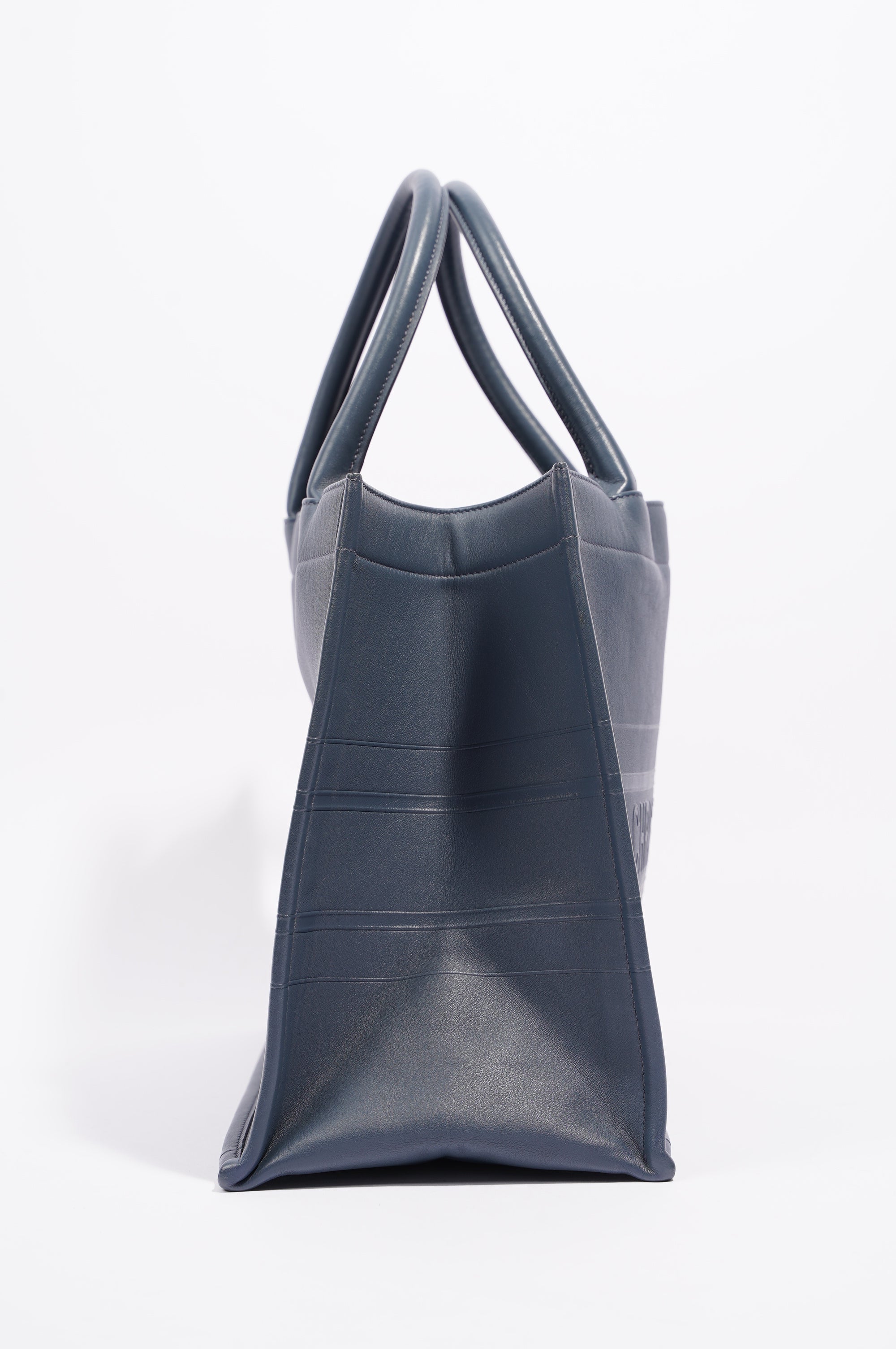 Christian Dior Womens Leather Book Tote Navy Medium