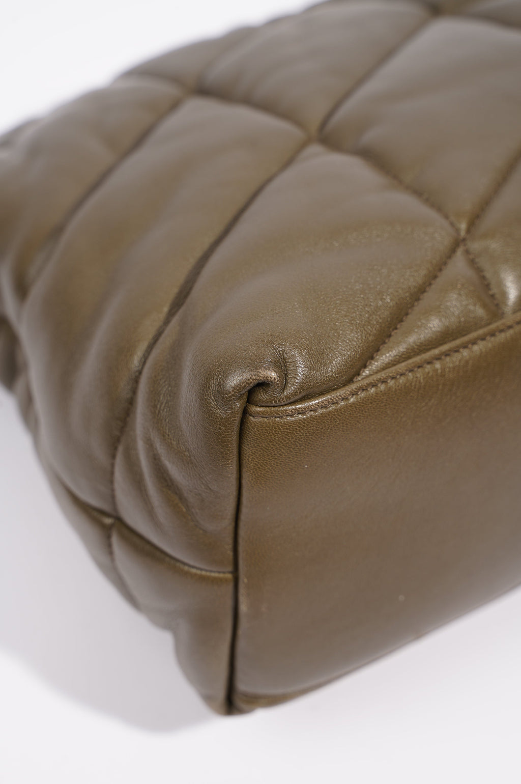 Saint Laurent Womens Lou Lou Puffer Bag Khaki Leather Medium