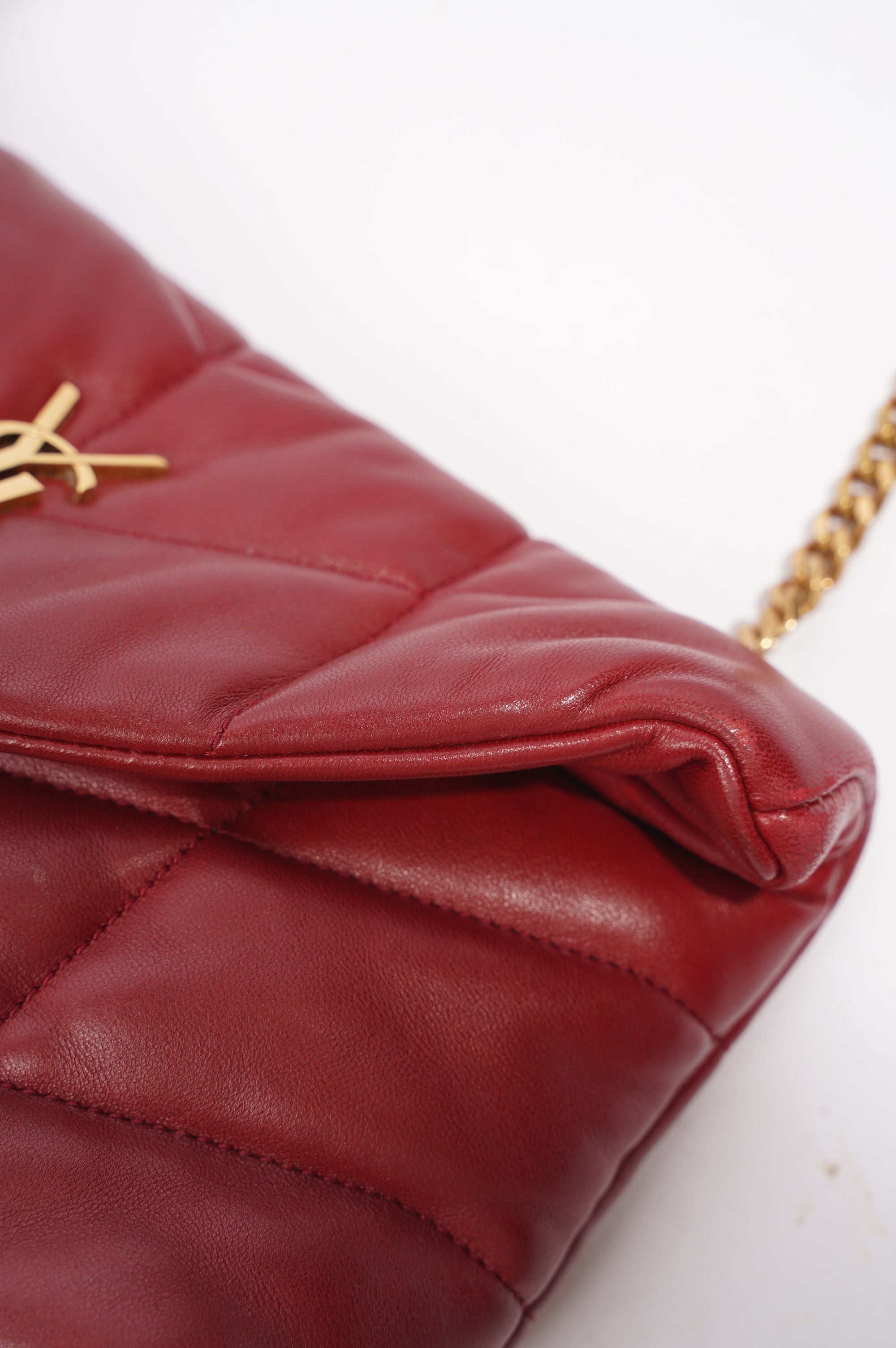 Saint Laurent Womens Lou Lou Puffer Red / Gold Toy