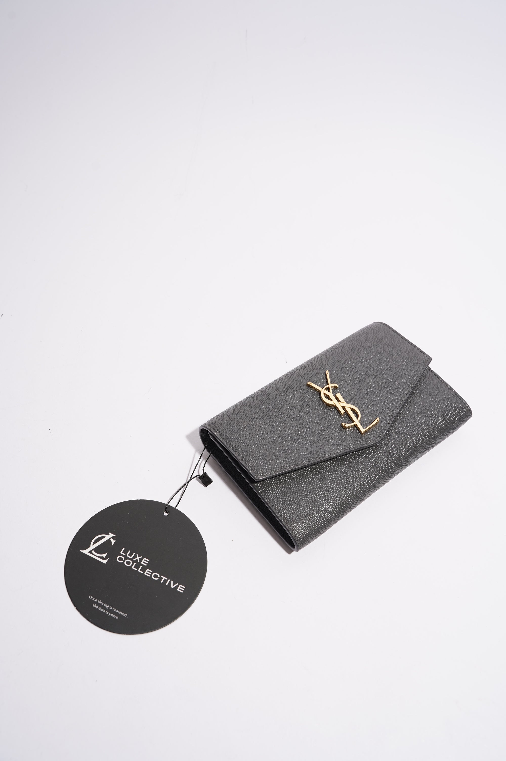 Saint Laurent Womens Uptown Chain Wallet Grey