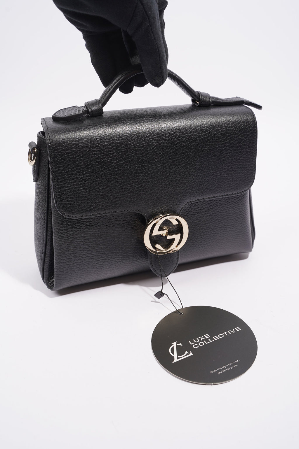 Gucci Womens Dollar Interlocking GG Bag Black