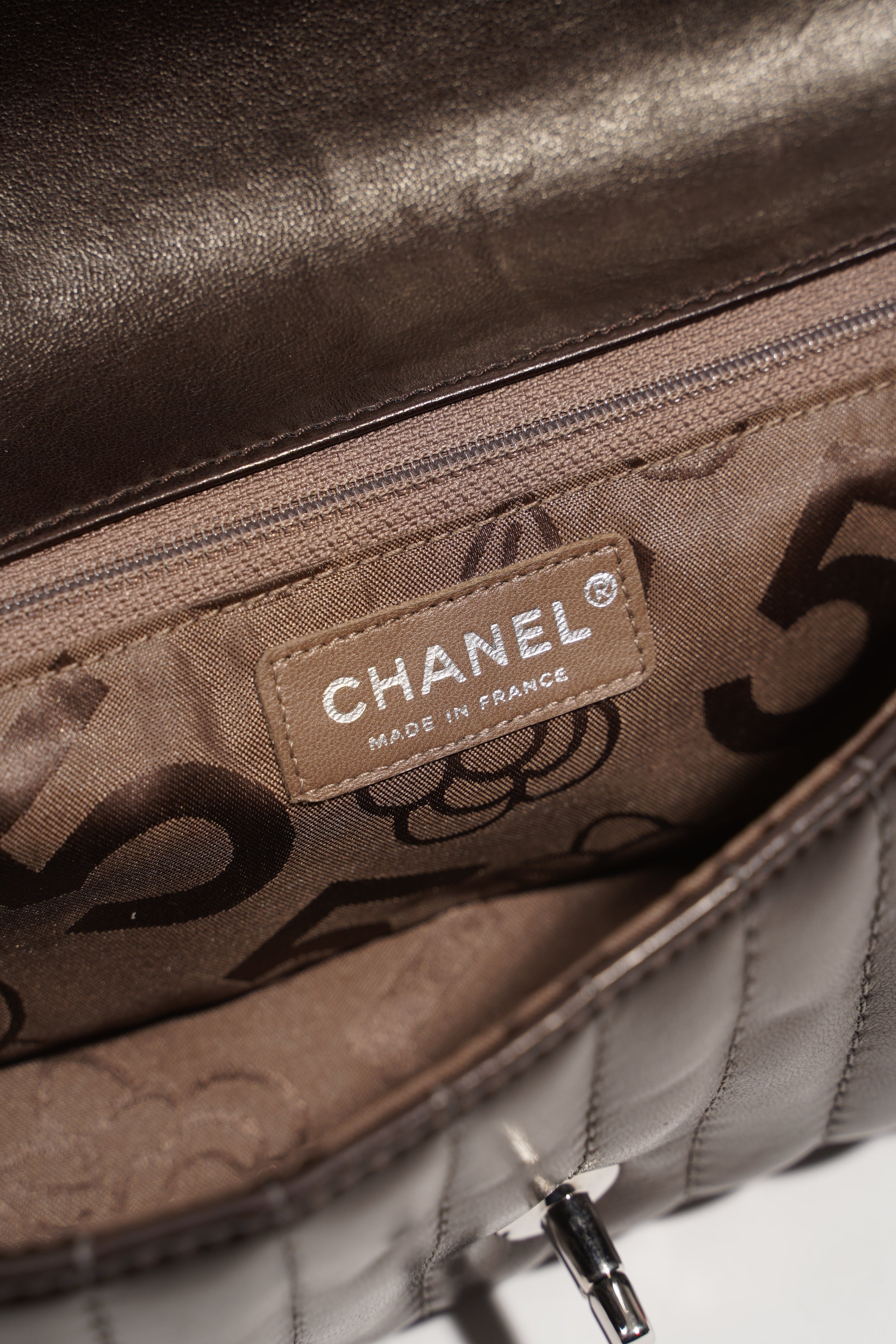 Chanel Womens Mademoiselle East West Bag Dark Brown