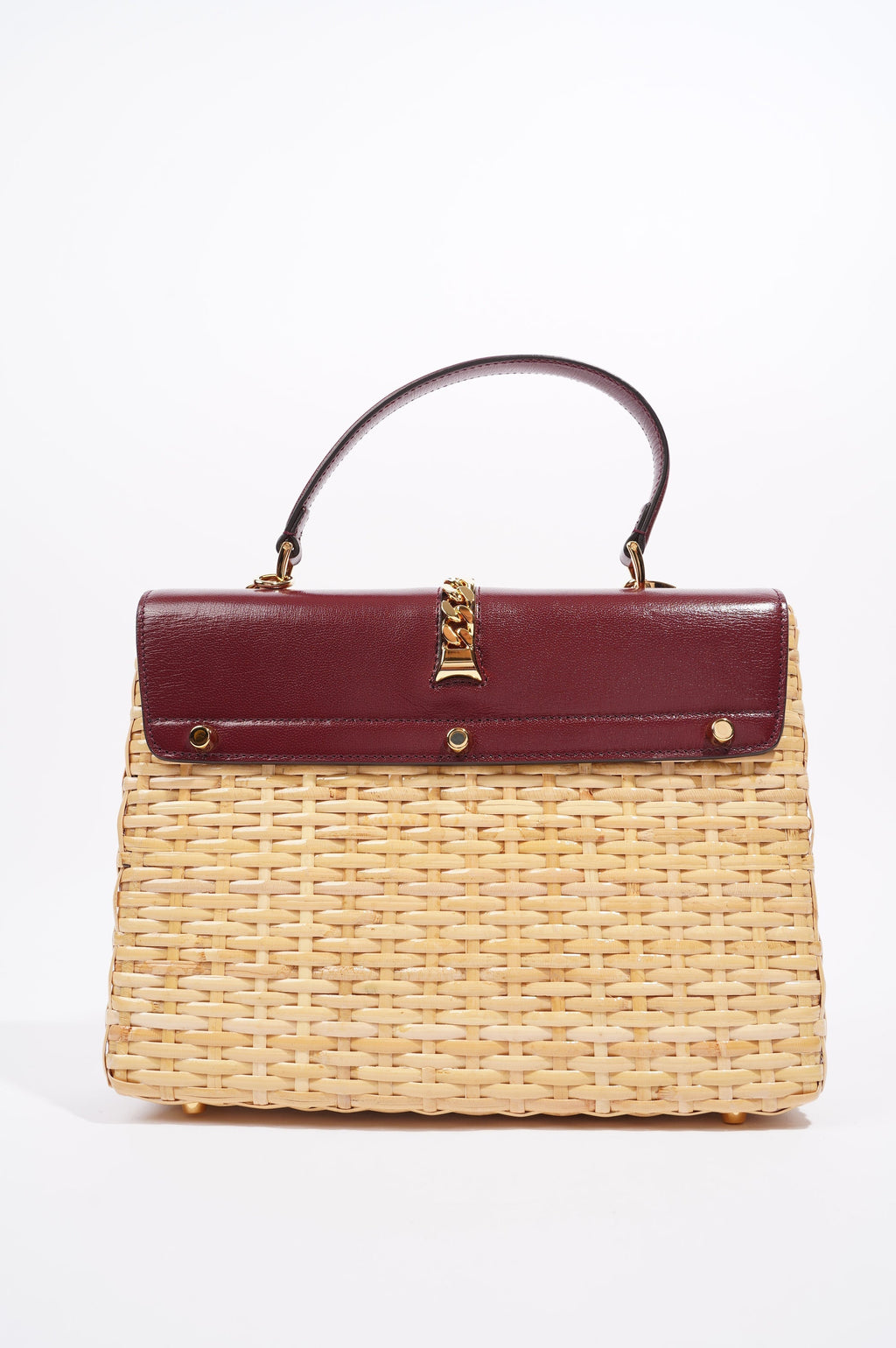 Gucci Sylvie 1969 Handbag Wicker / Burgundy