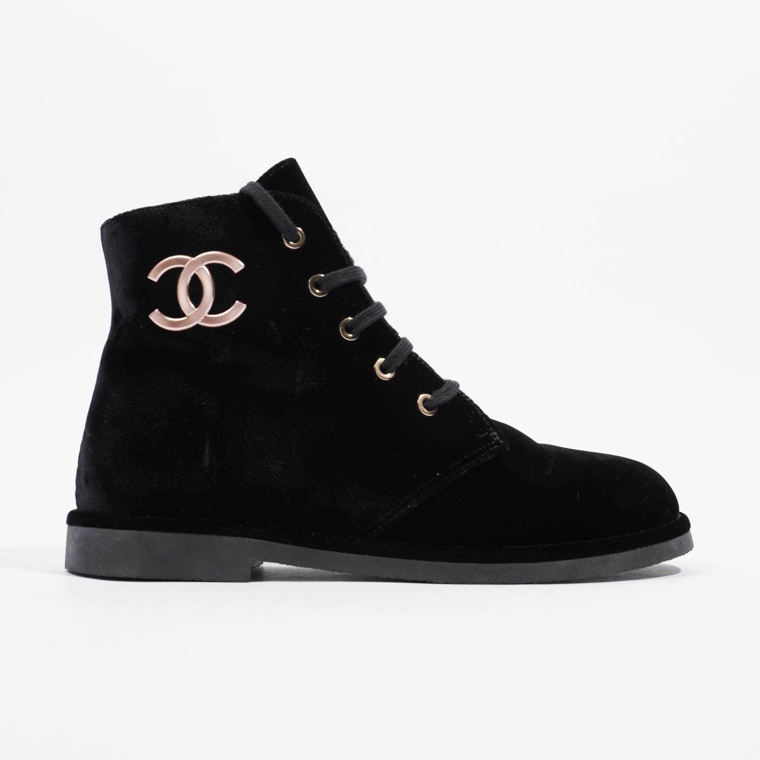 Chanel Velvet CC Boot Black EU 37 / UK 4