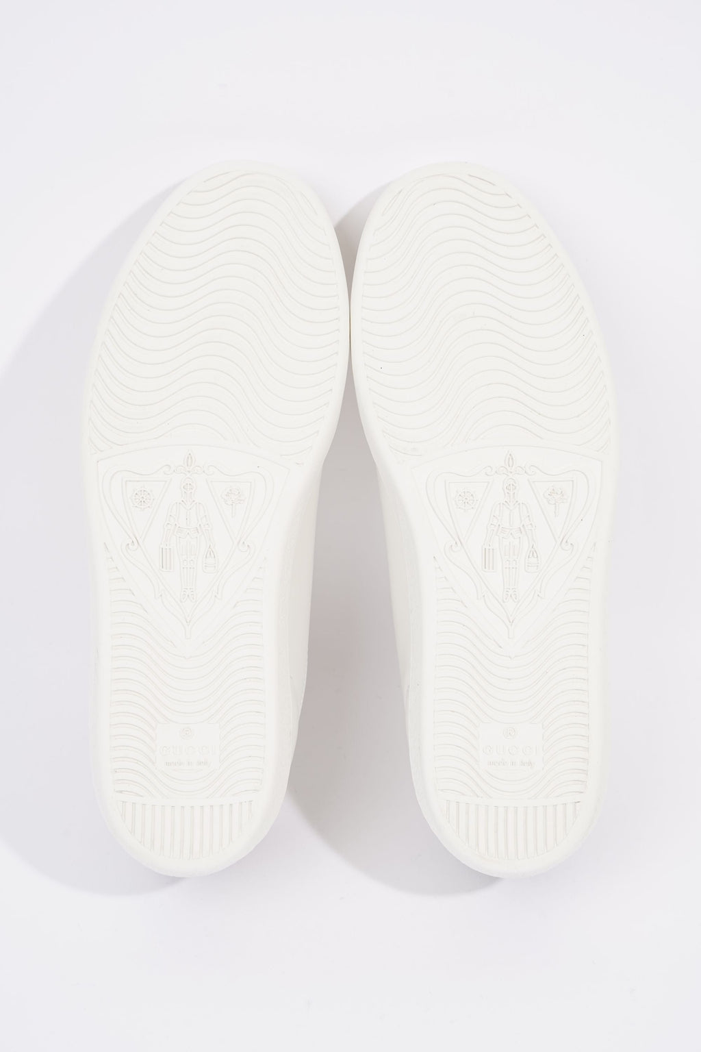 Gucci Womens Ace Leather Sneaker White / Grey Tab EU 37.5 / UK 4.5