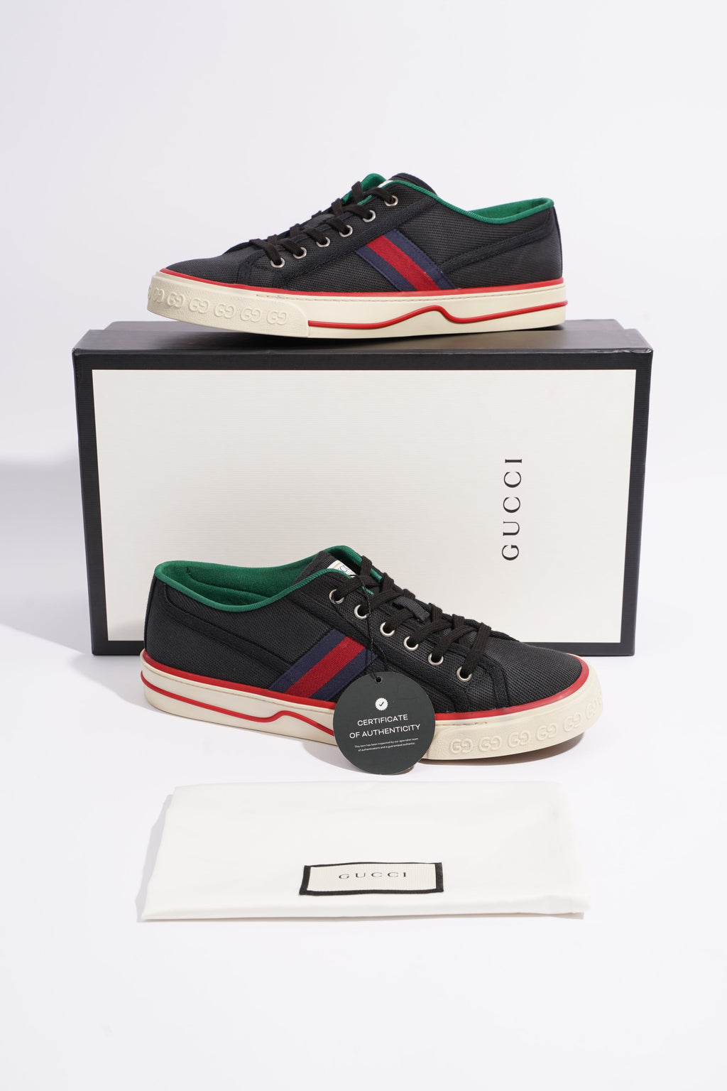 Gucci Mens Tennis 1977 Sneaker Black / Red / Navy EU 42 / UK 8