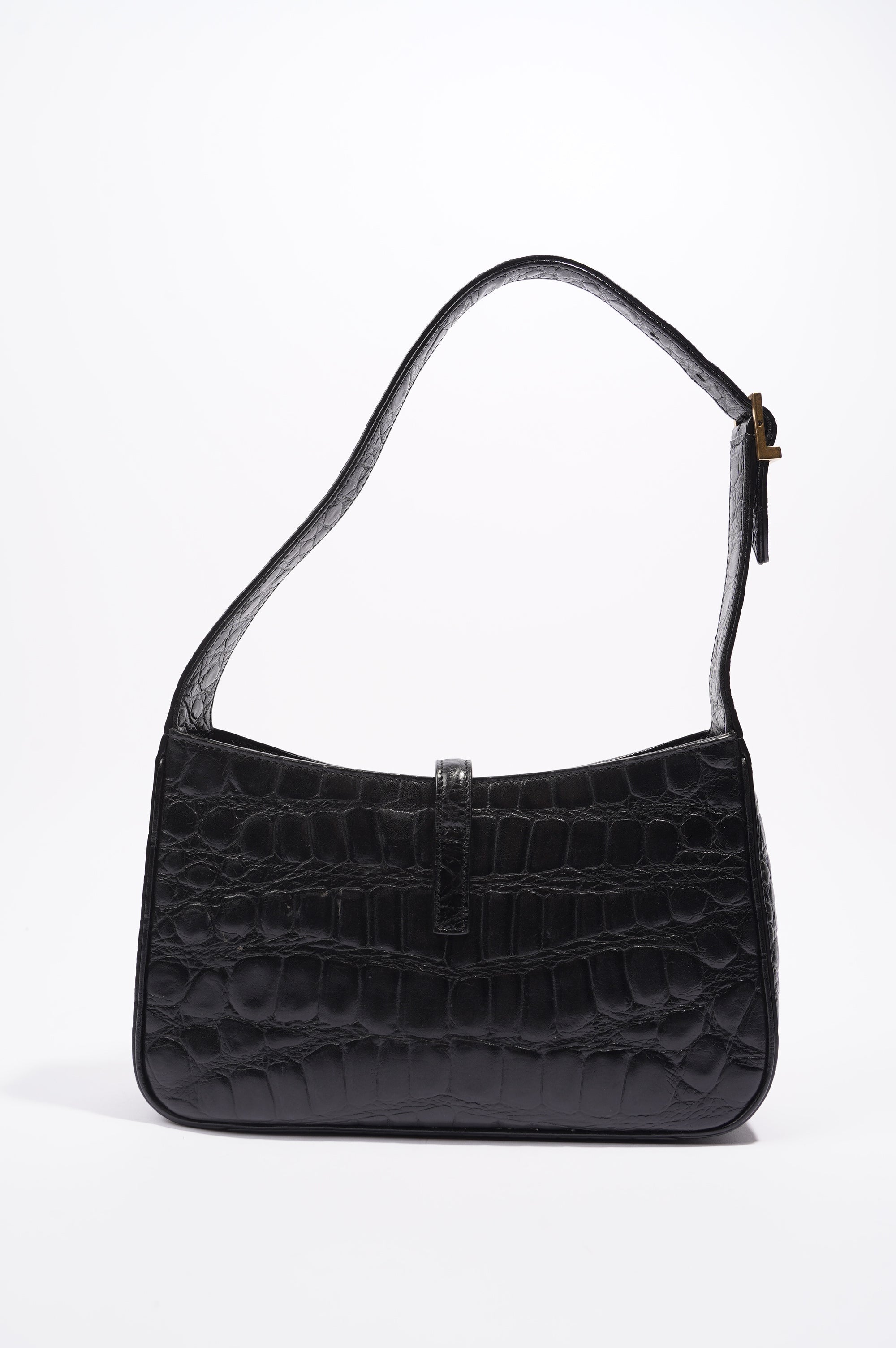 Saint Laurent Le 5 A 7 Hobo Bag Black Embossed Leather