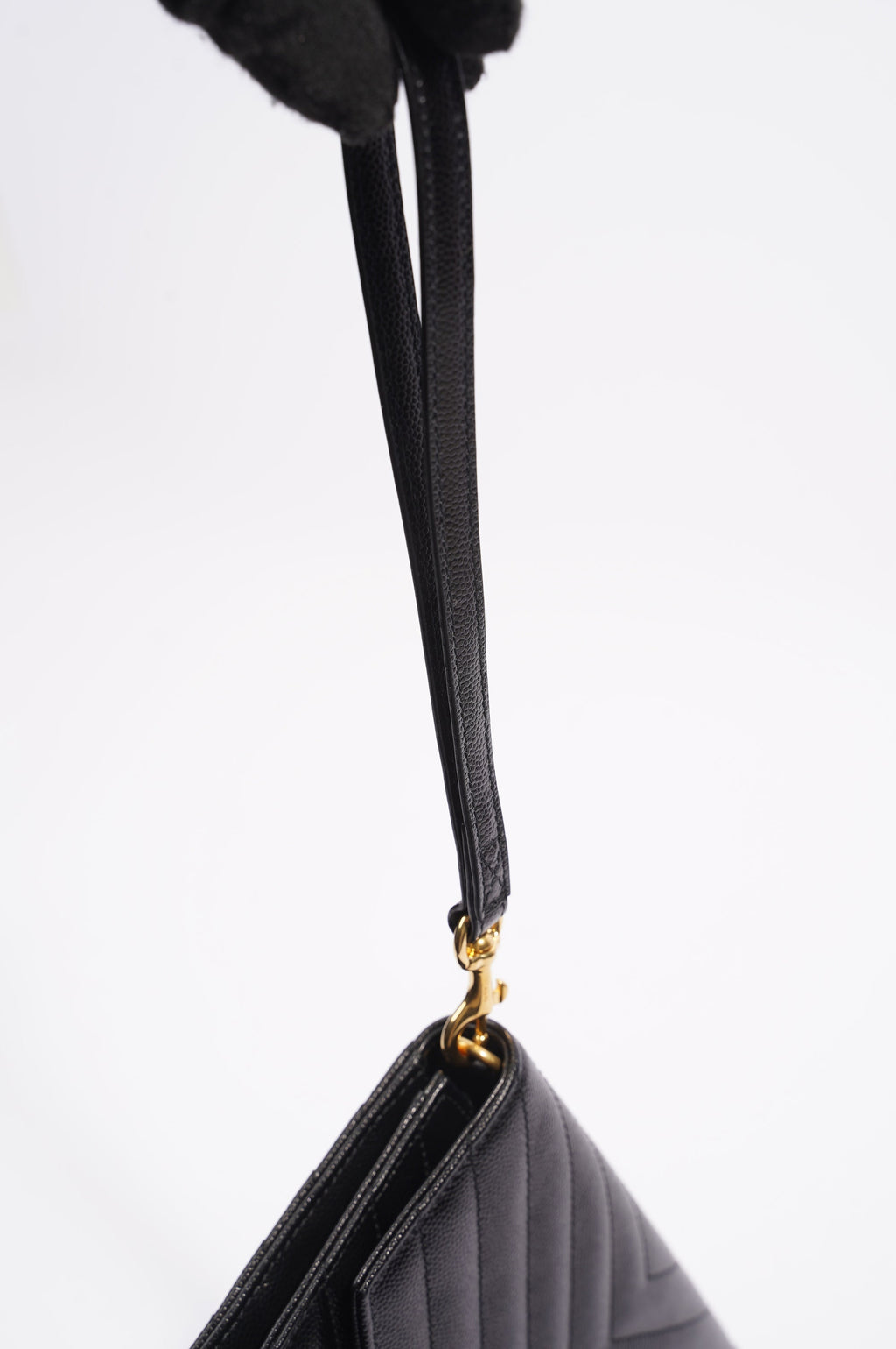 Saint Laurent Envelope Wristlet Clutch Black Leather