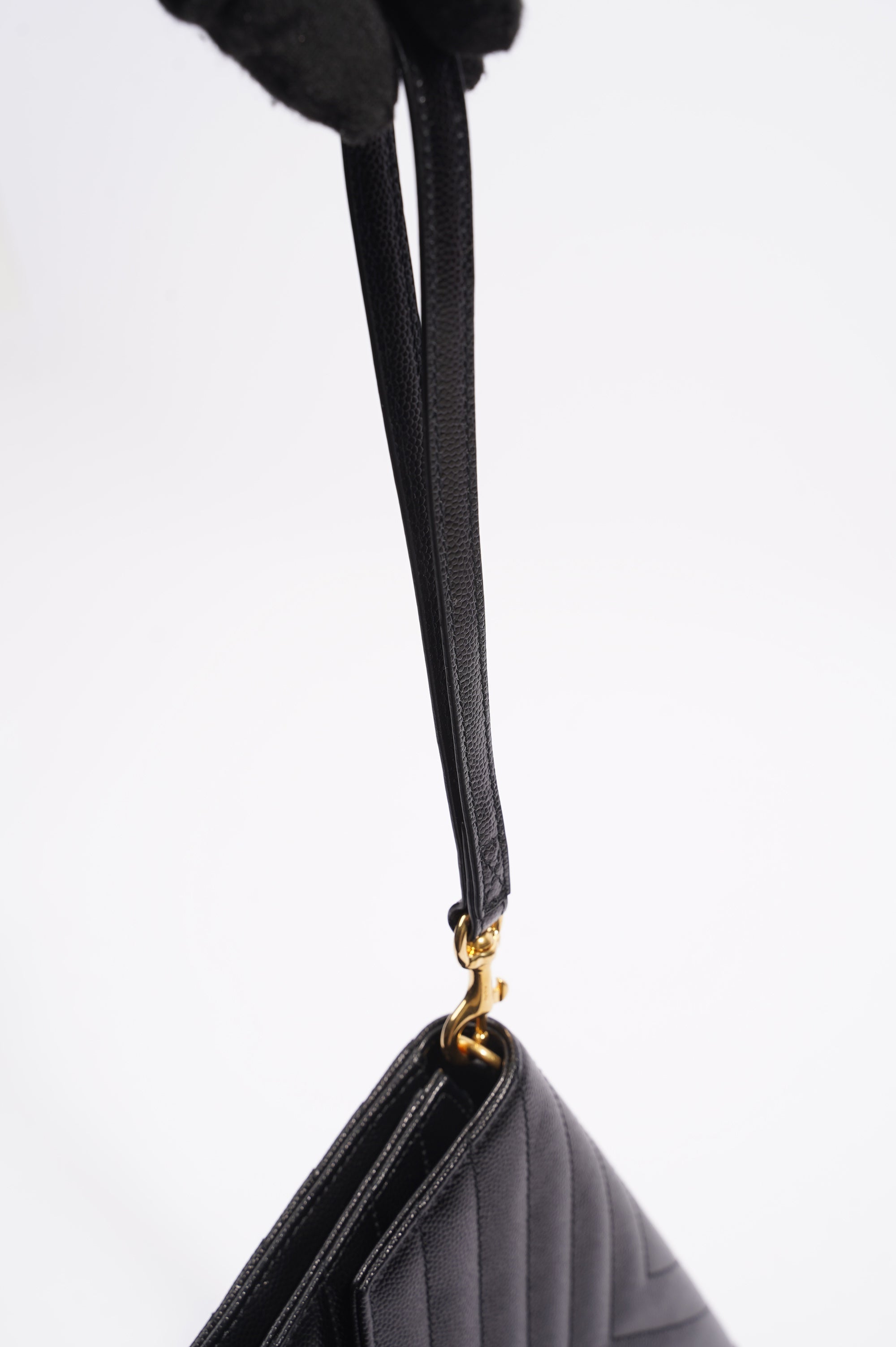 Saint Laurent Envelope Wristlet Clutch Black Leather