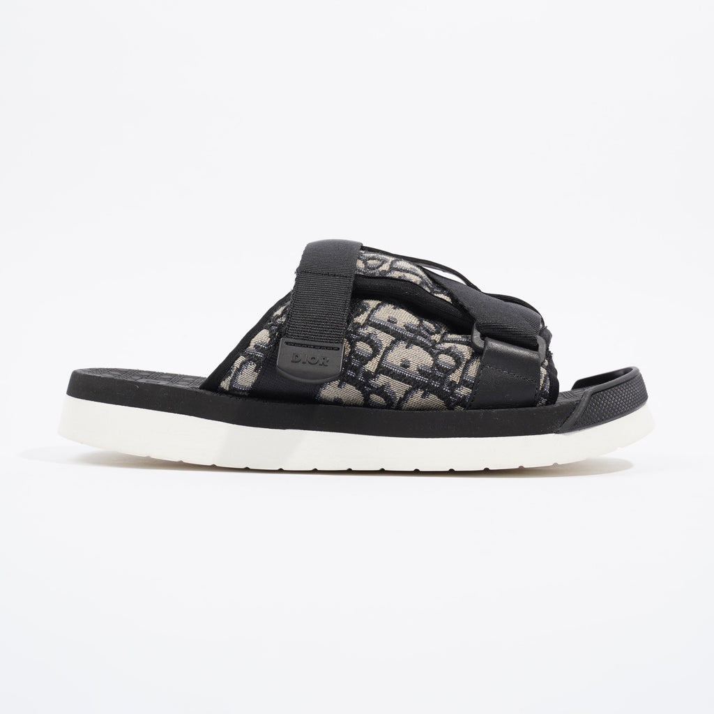Christian Dior Mens Alpha Sandal Black / Beige / Oblique EU 40 / UK 6