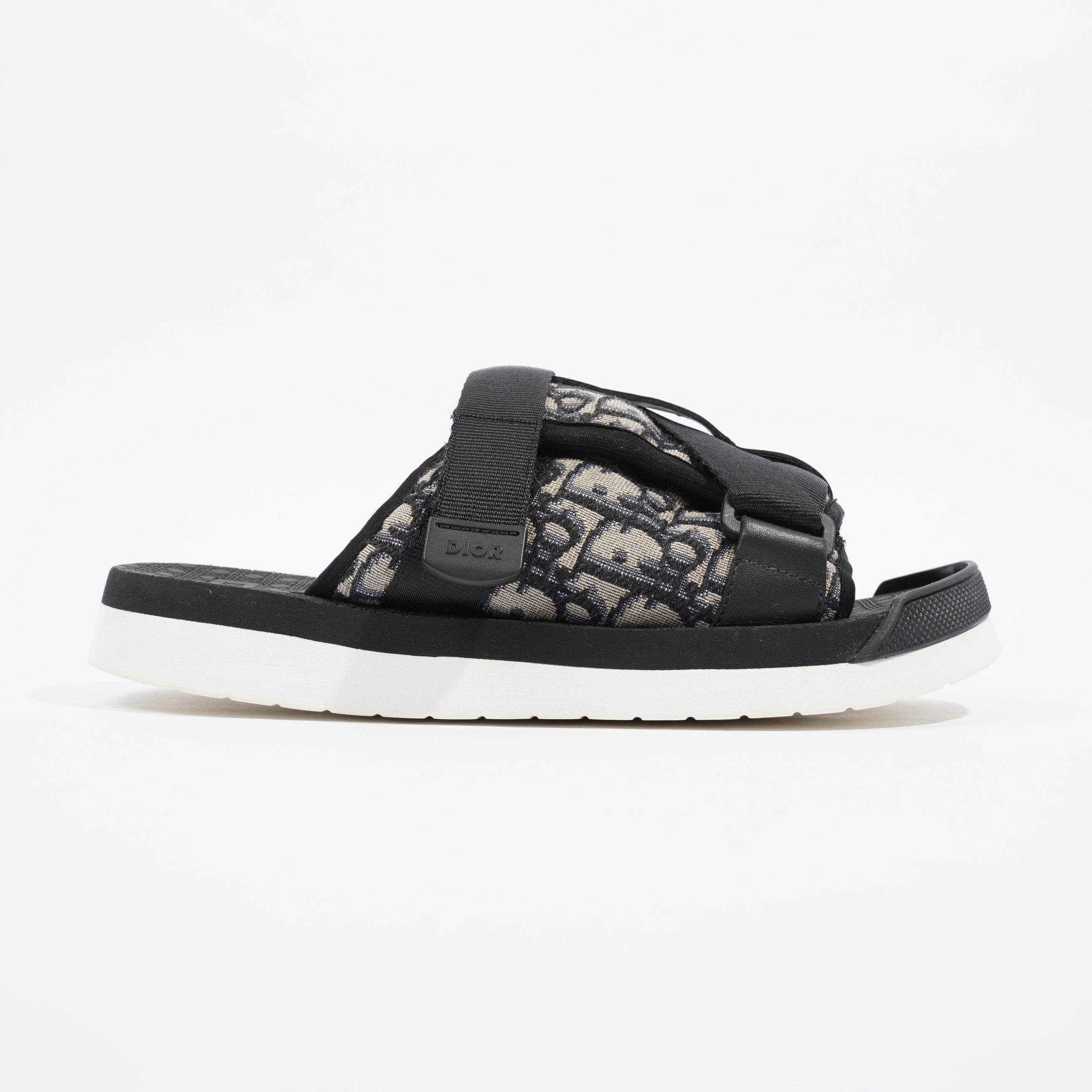 Christian Dior Mens Alpha Sandal Black / Beige / Oblique EU 40 / UK 6