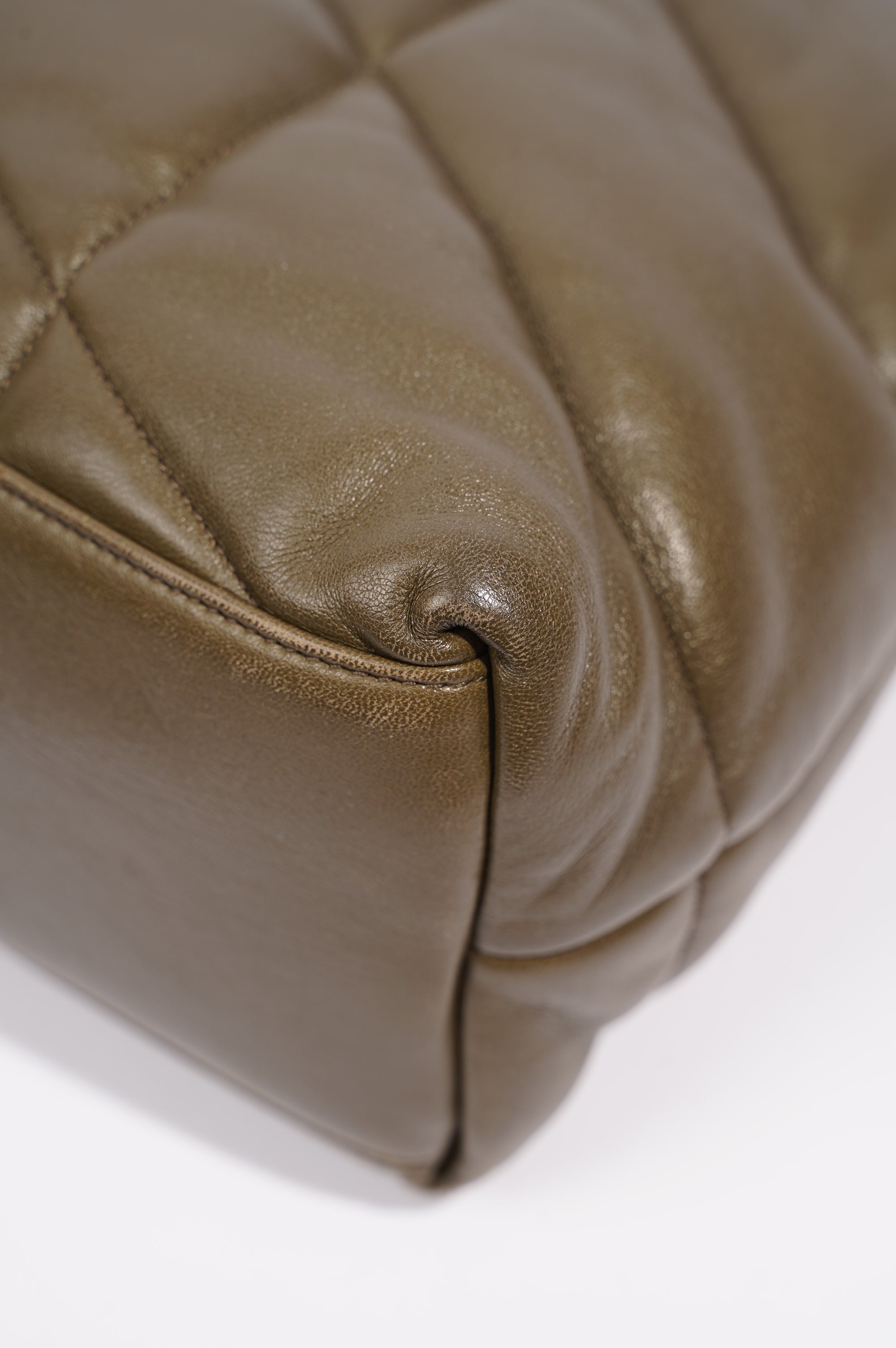 Saint Laurent Womens Lou Lou Puffer Bag Khaki Leather Medium