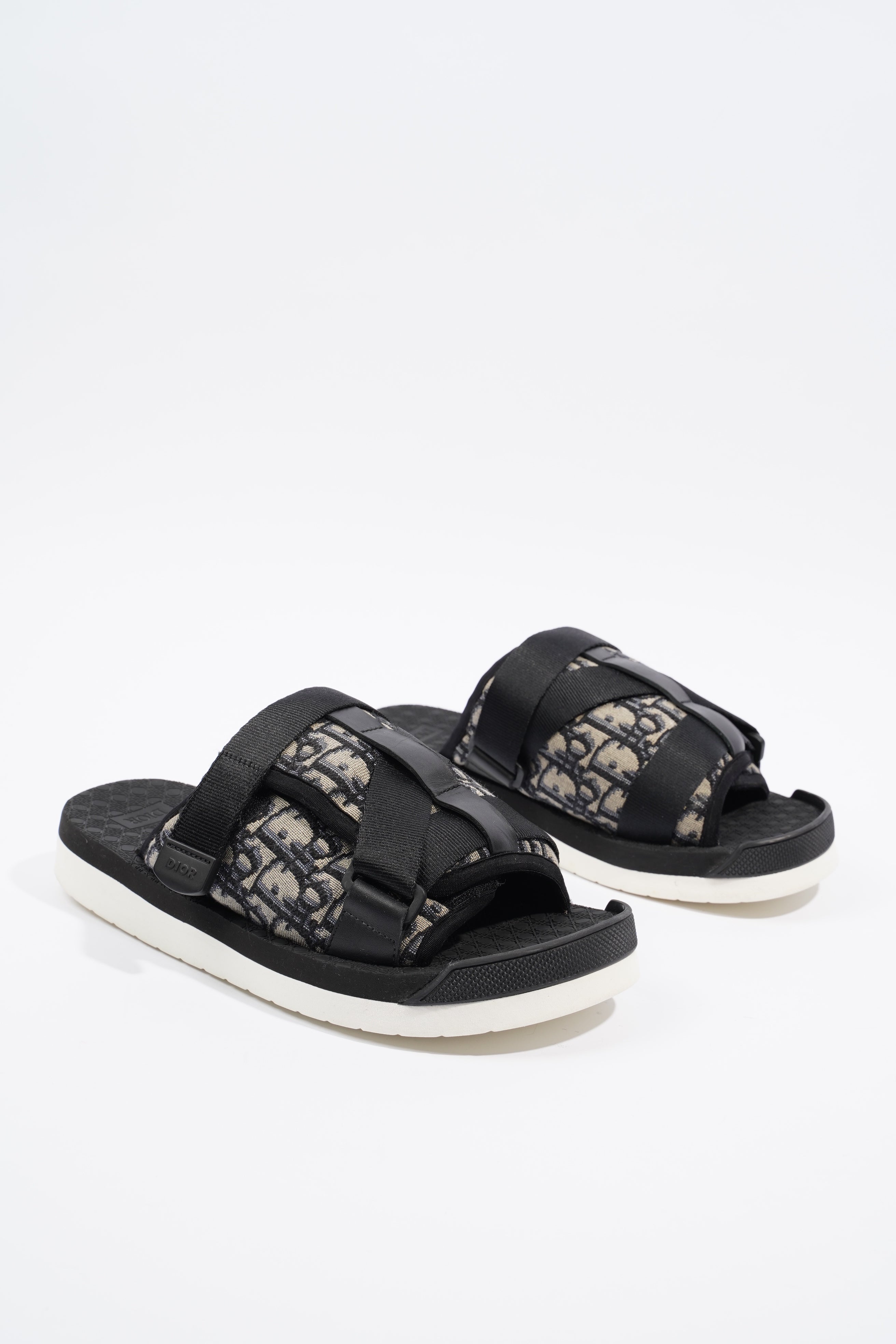 Christian Dior Mens Alpha Sandal Black / Beige / Oblique EU 40 / UK 6