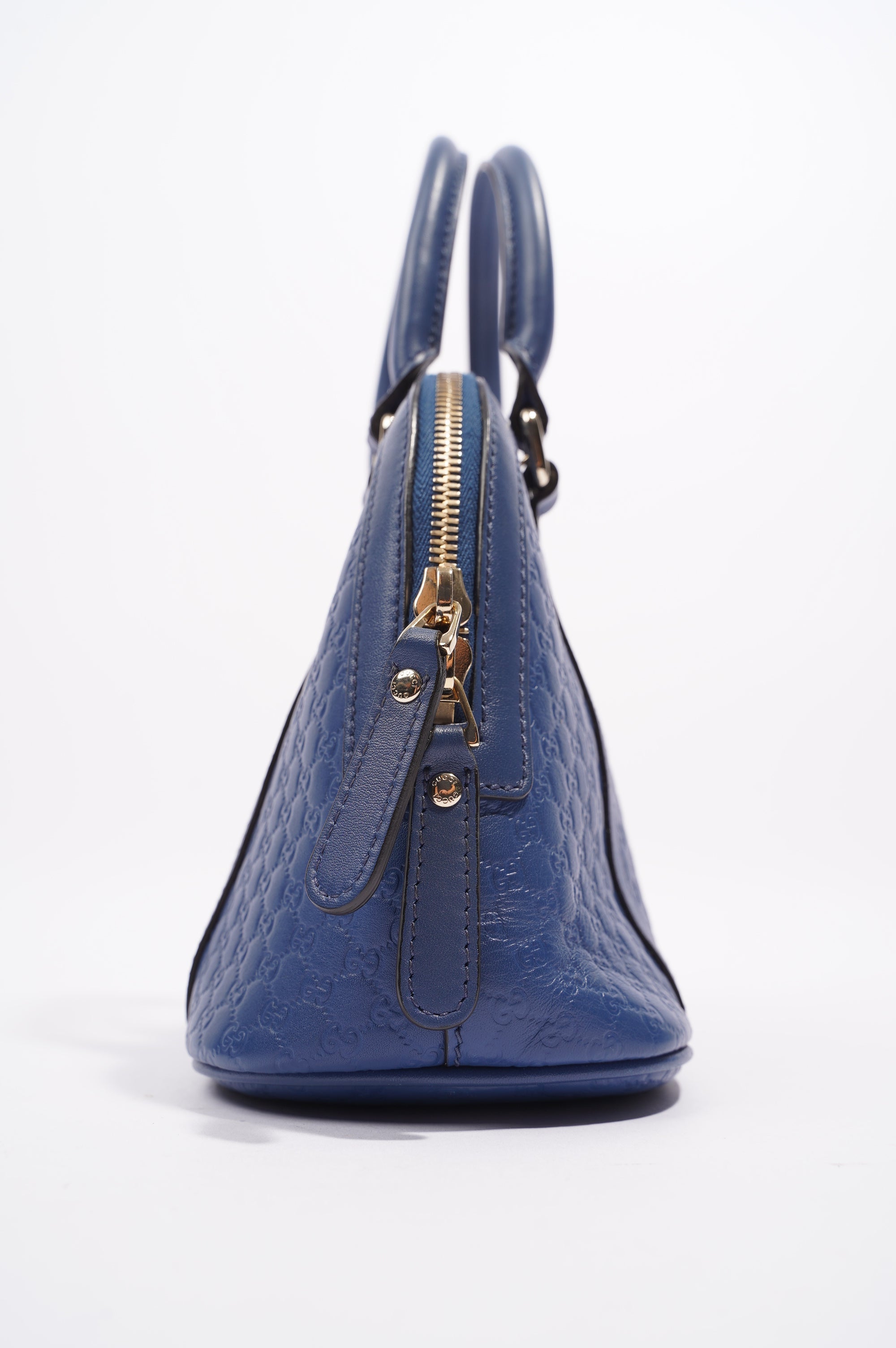 Gucci Womens Dome Bag Blue Leather Small