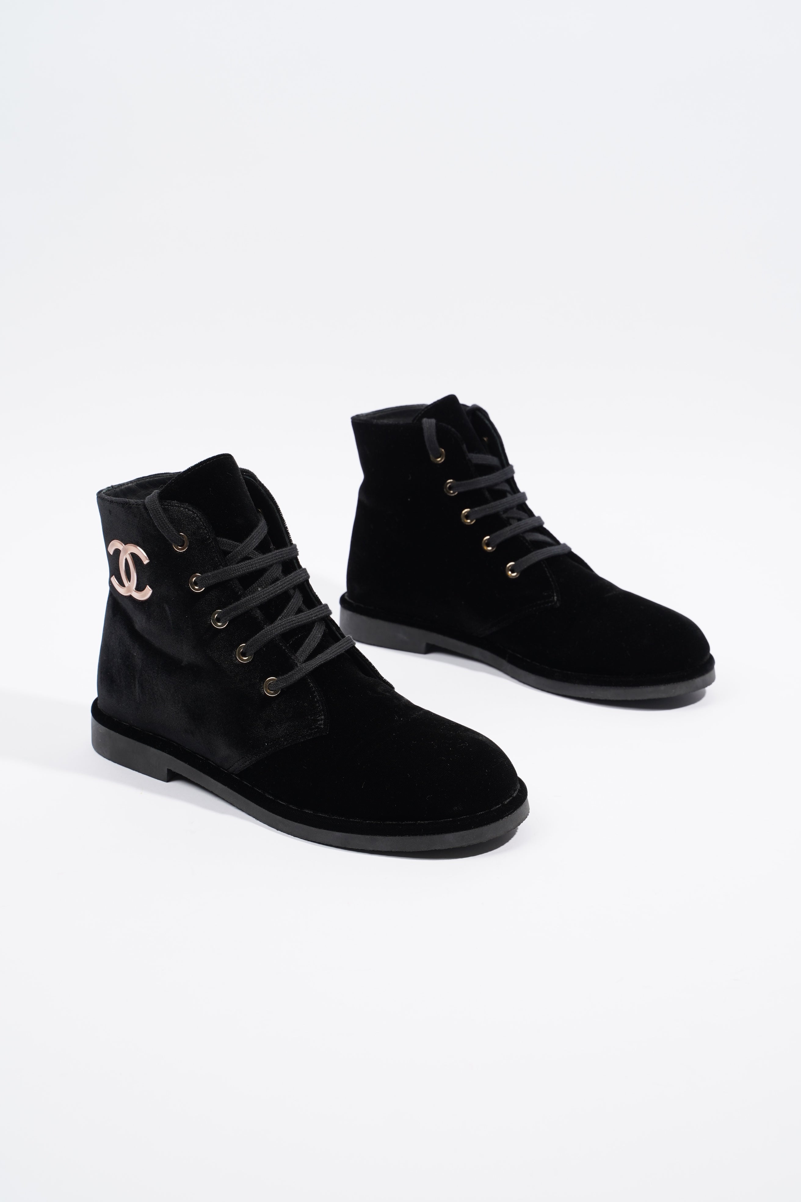 Chanel Velvet CC Boot Black EU 37 / UK 4