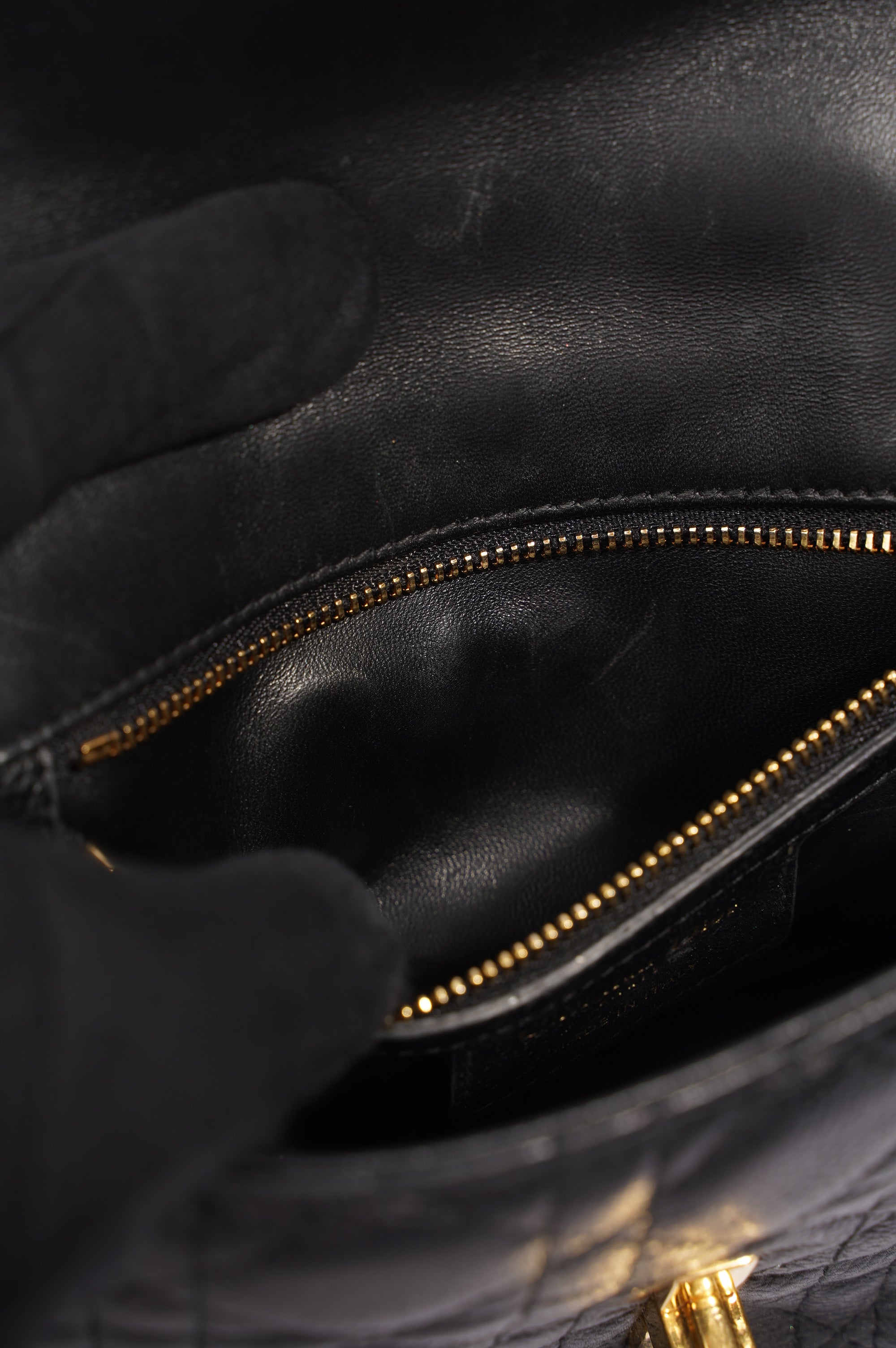 Christian Dior Womens Dior Caro Bag Black Leather Small