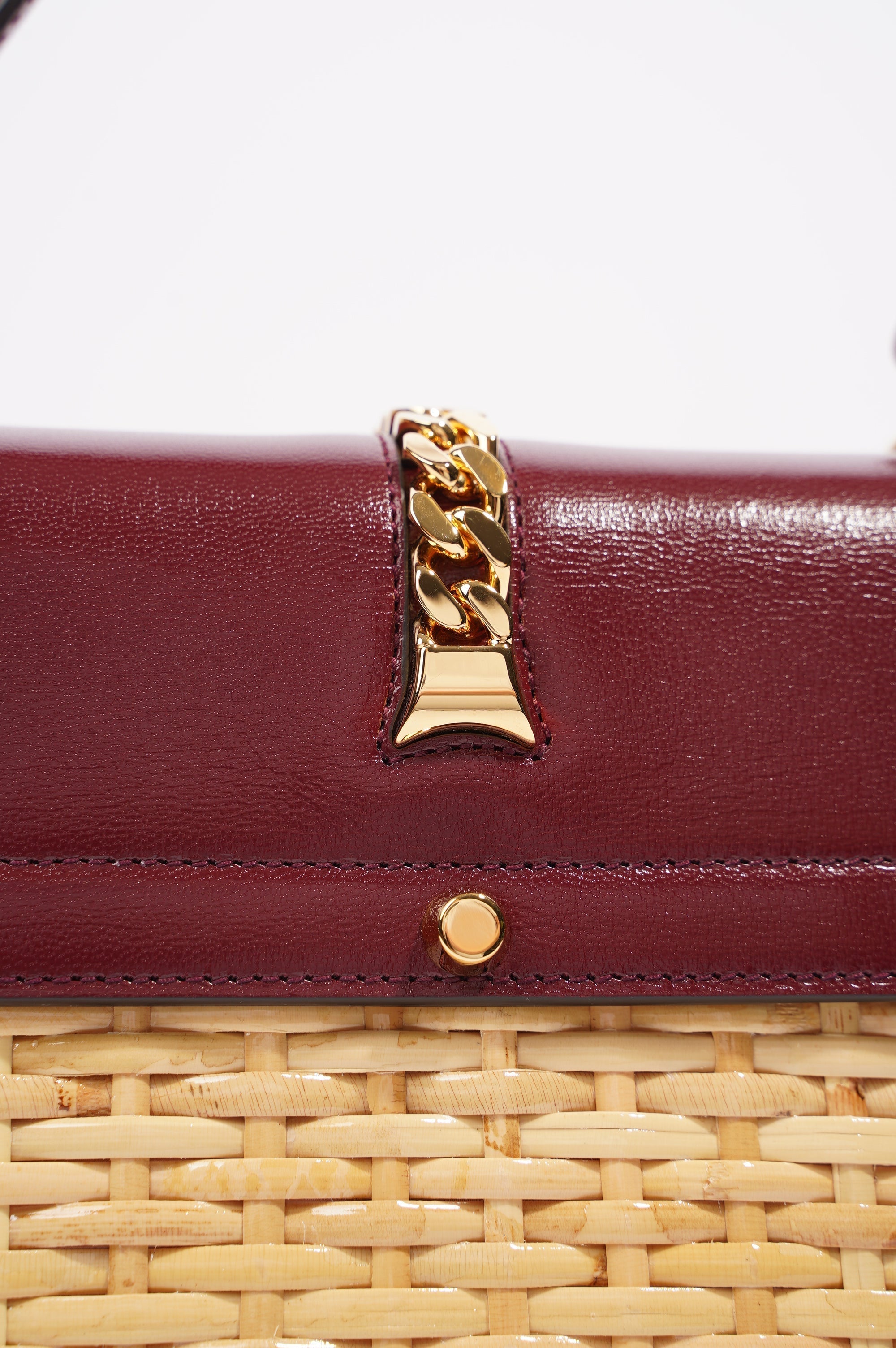 Gucci Sylvie 1969 Handbag Wicker / Burgundy