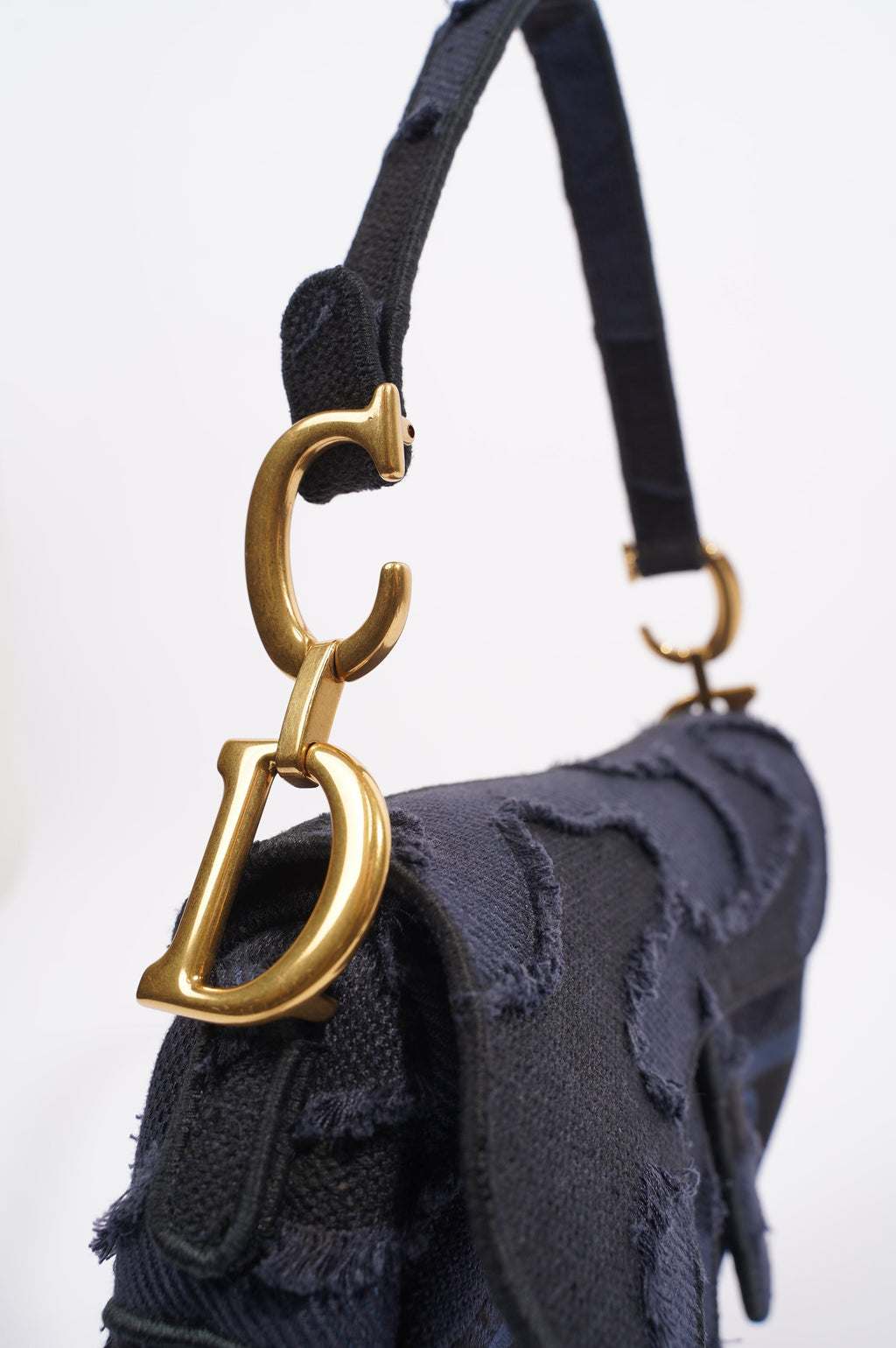Christian Dior Womens Saddle Camouflage Bag Navy Canvas Medium