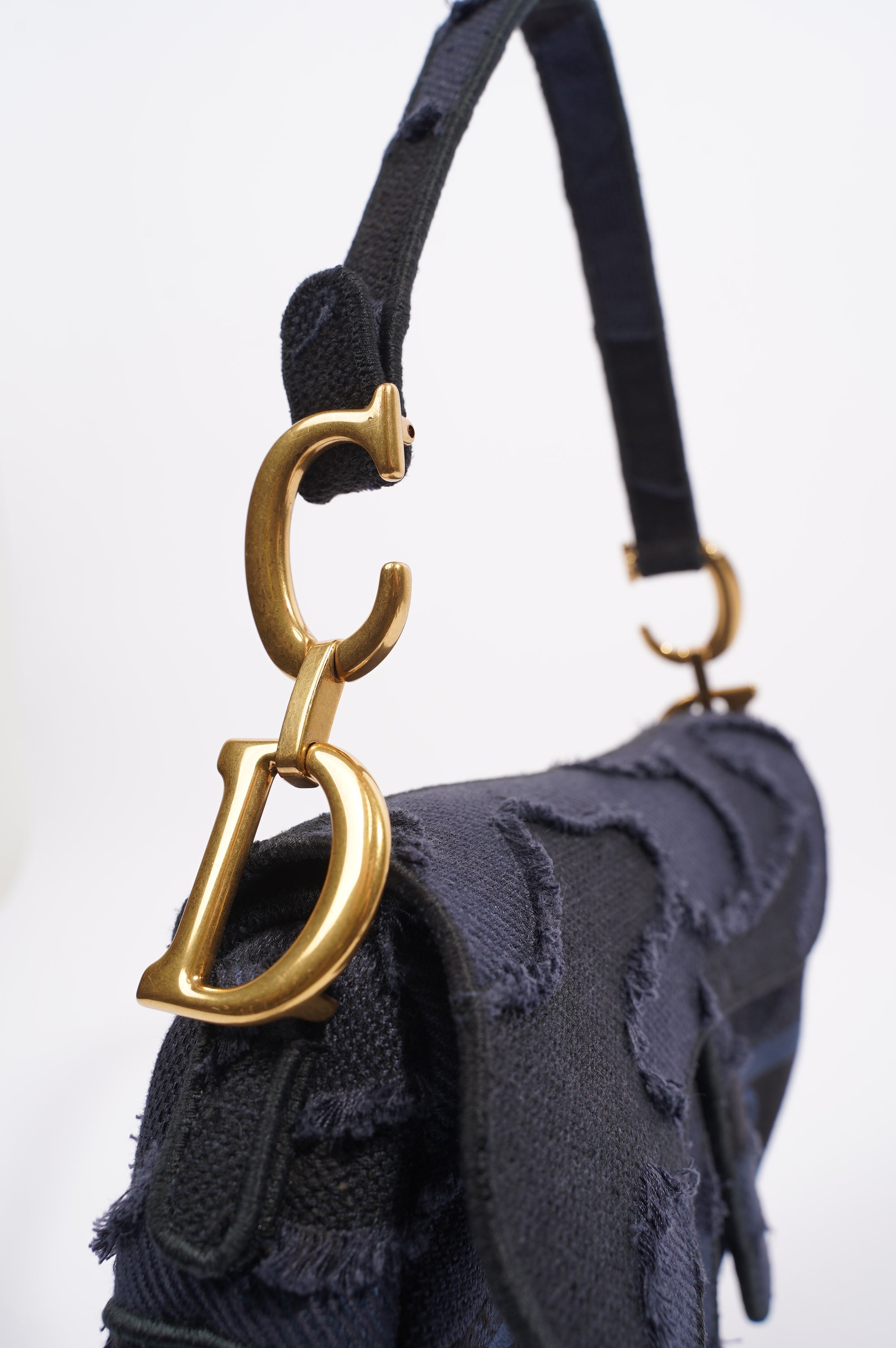Christian Dior Womens Saddle Camouflage Bag Navy Canvas Medium
