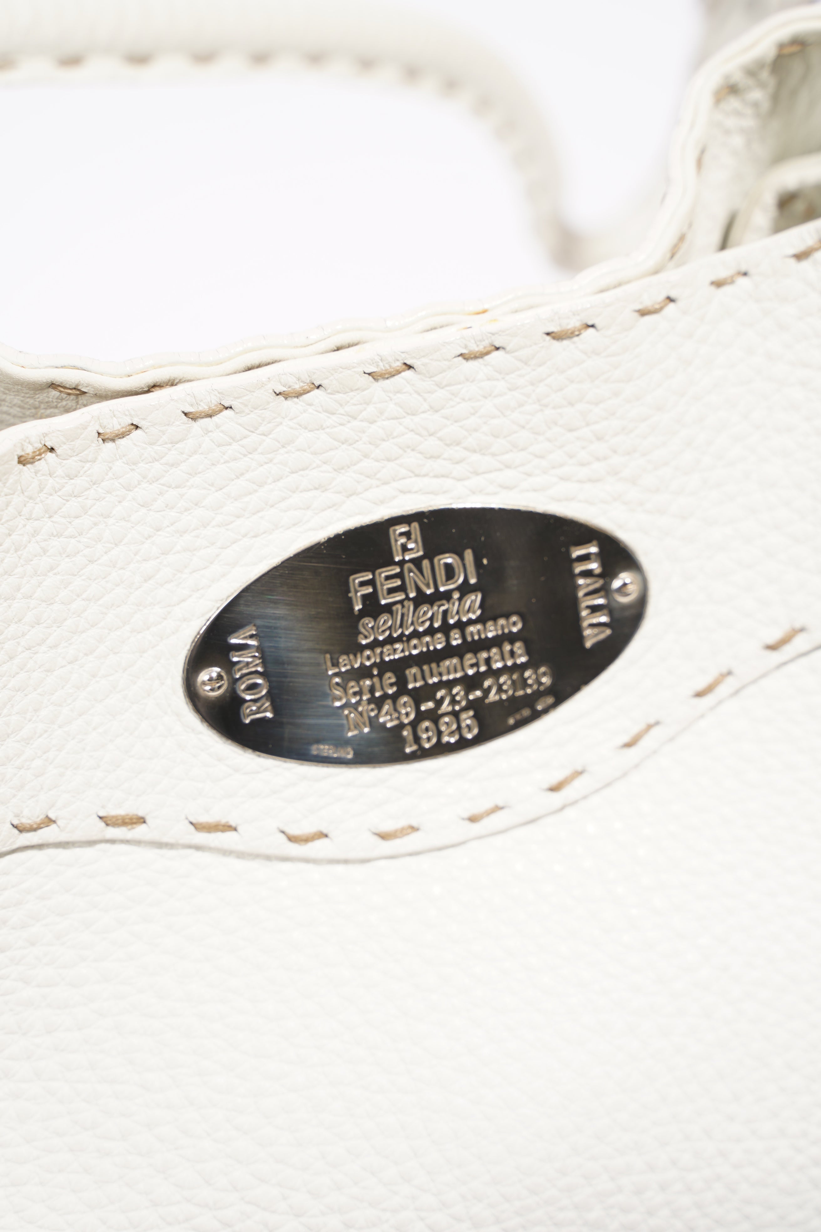Fendi Womens Selleria Bucket Bag White