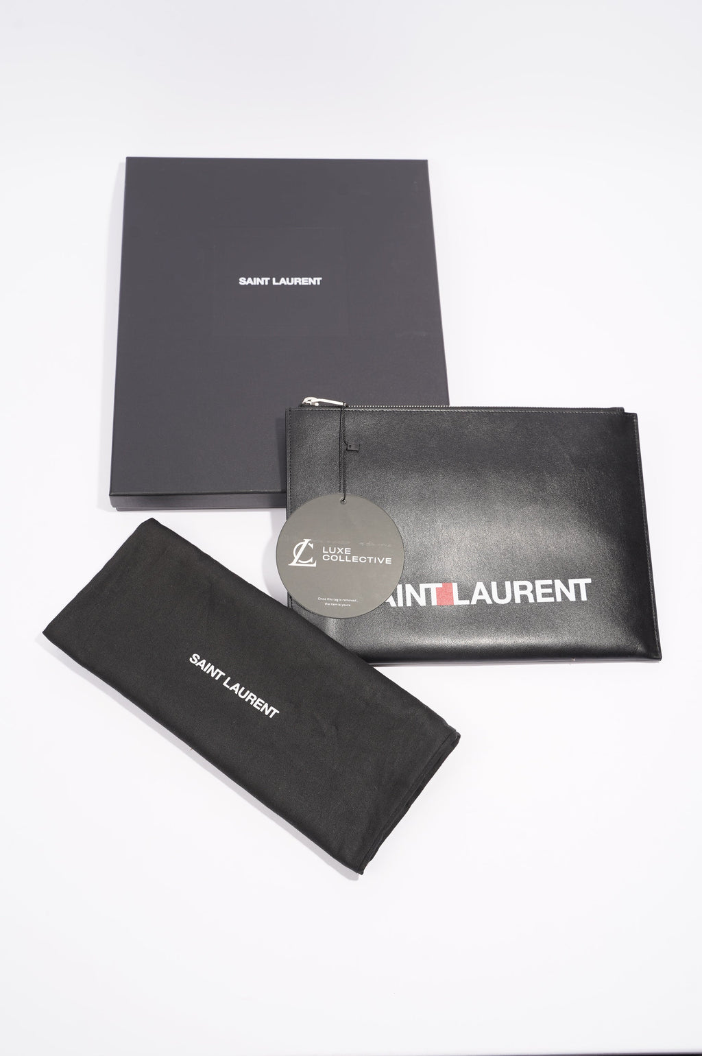Saint Laurent Womens Zip Pouch Black Leather