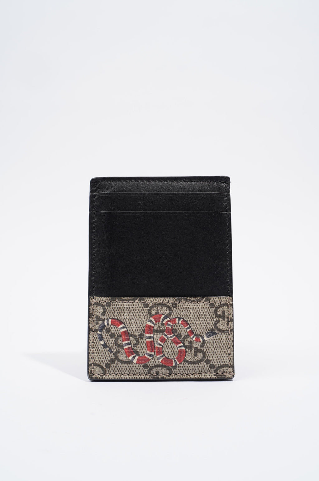 Gucci Womens Card Holder Brown / Black Canvas / Leather