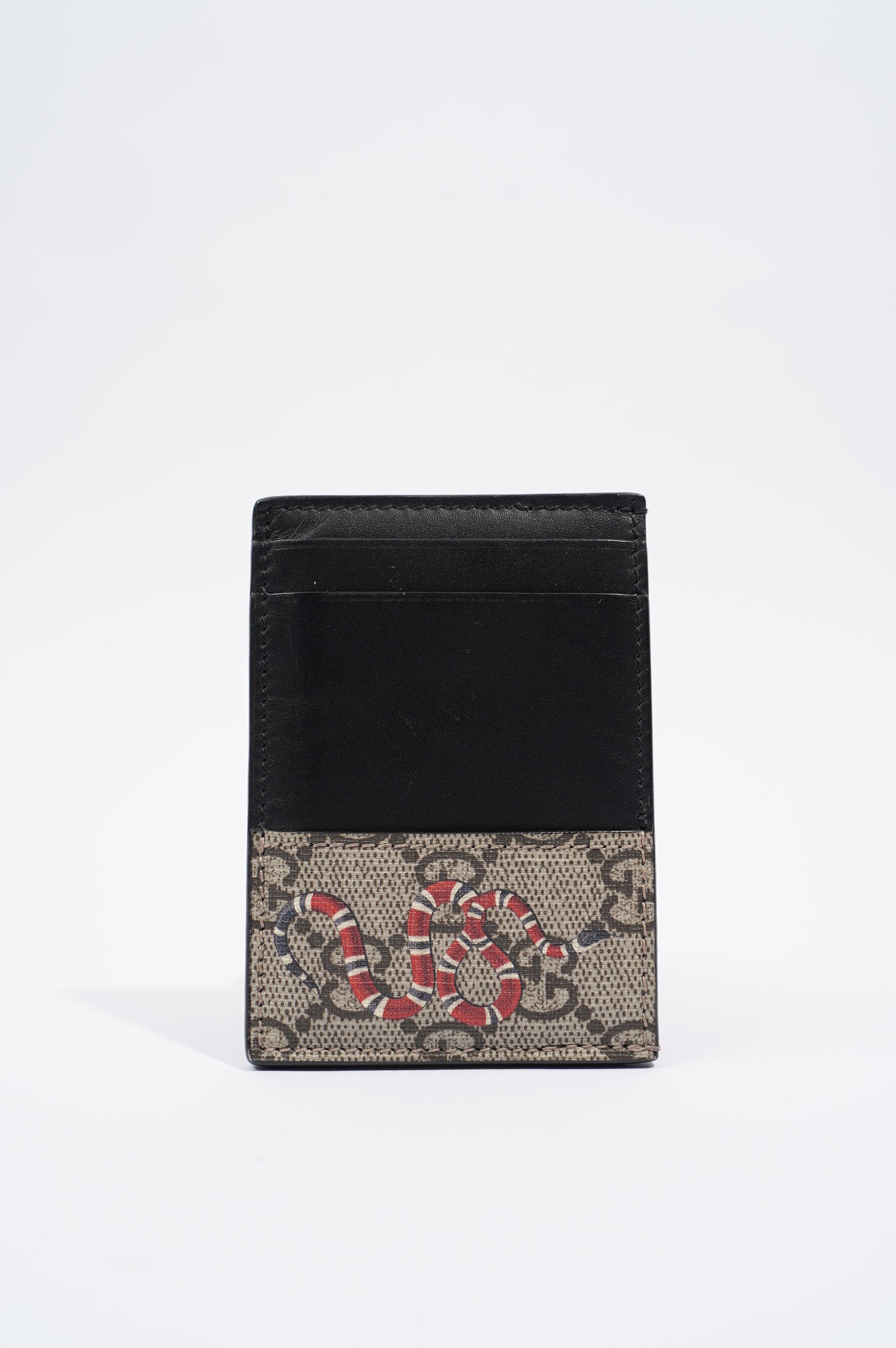 Gucci Womens Card Holder Brown / Black Canvas / Leather