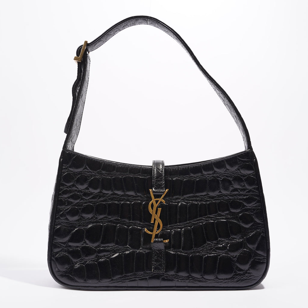 Saint Laurent Le 5 A 7 Hobo Bag Black Embossed Leather