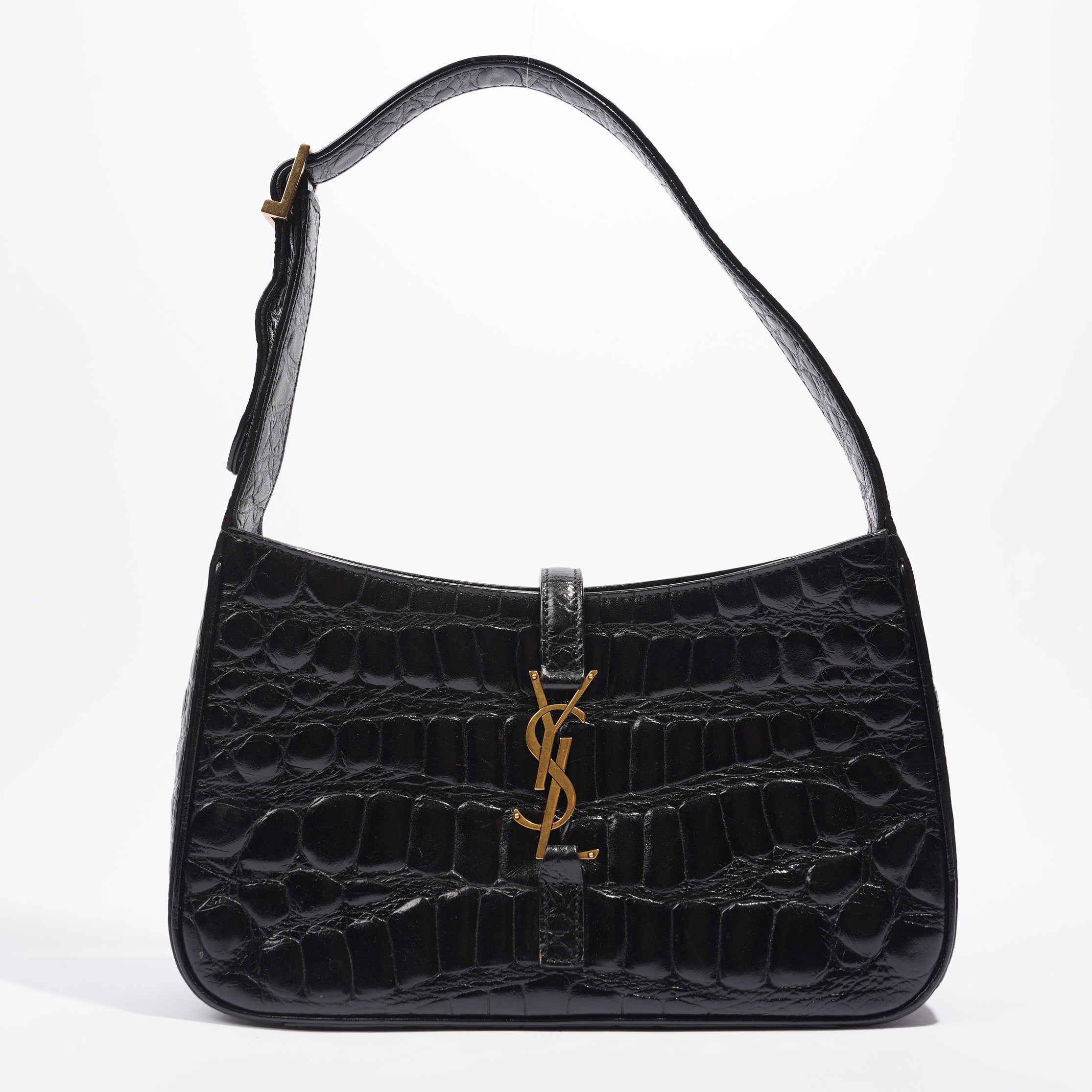 Saint Laurent Le 5 A 7 Hobo Bag Black Embossed Leather