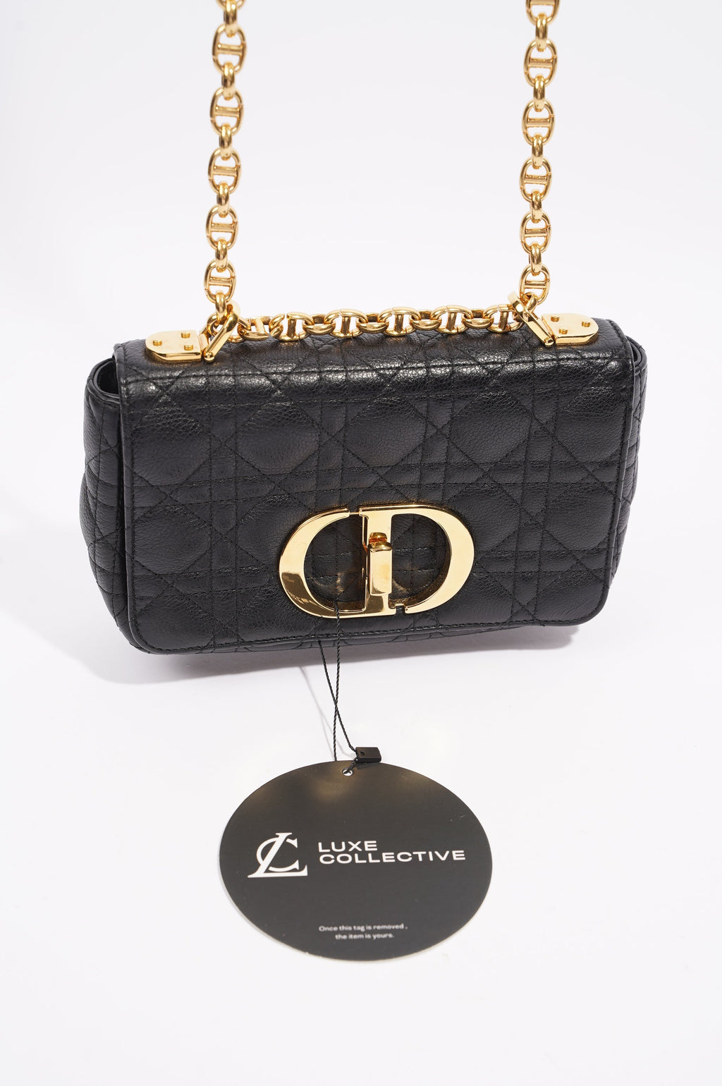 Christian Dior Womens Dior Caro Bag Black Leather Small