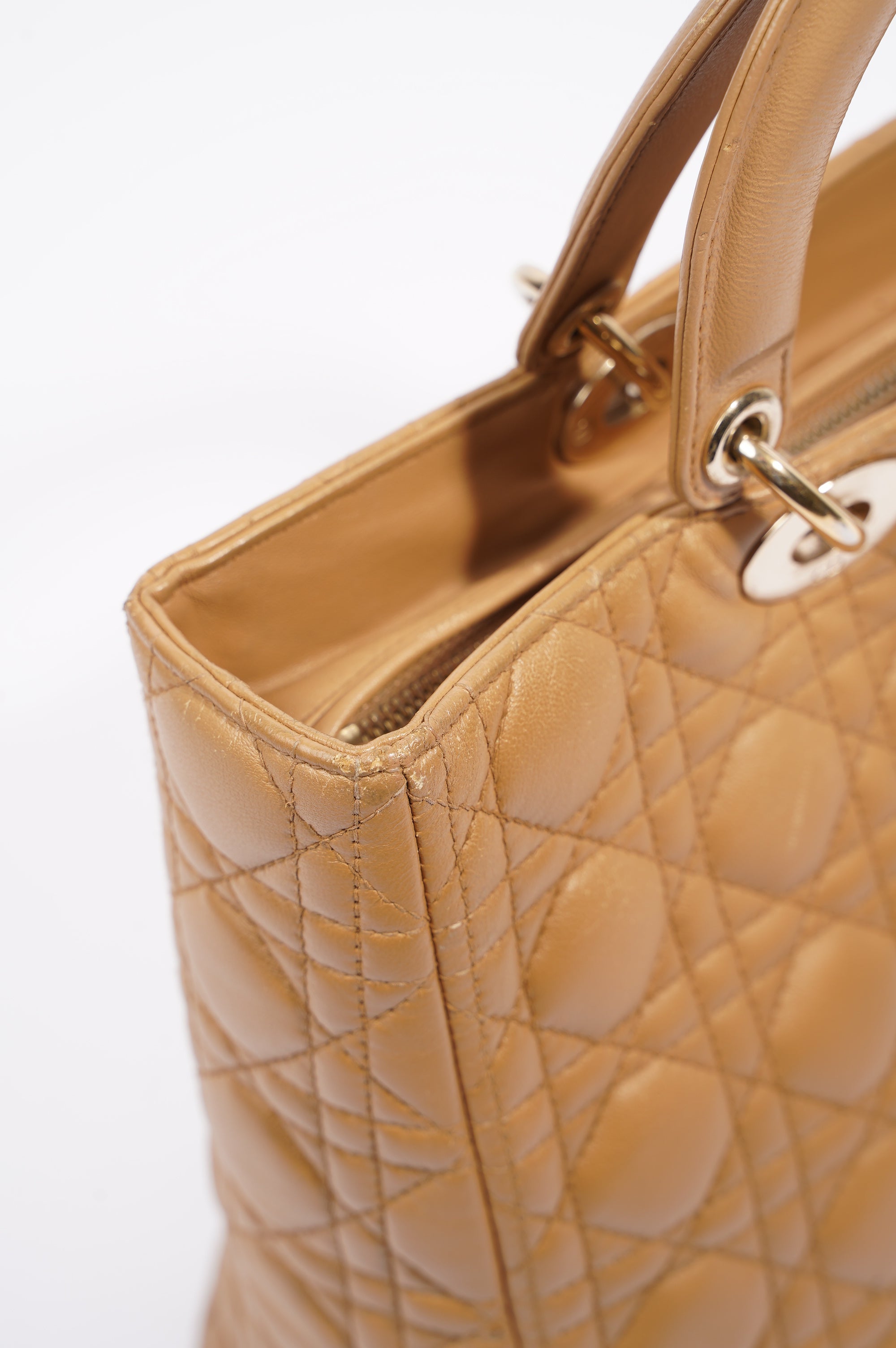 Christian Dior Womens Lady Dior Beige Large