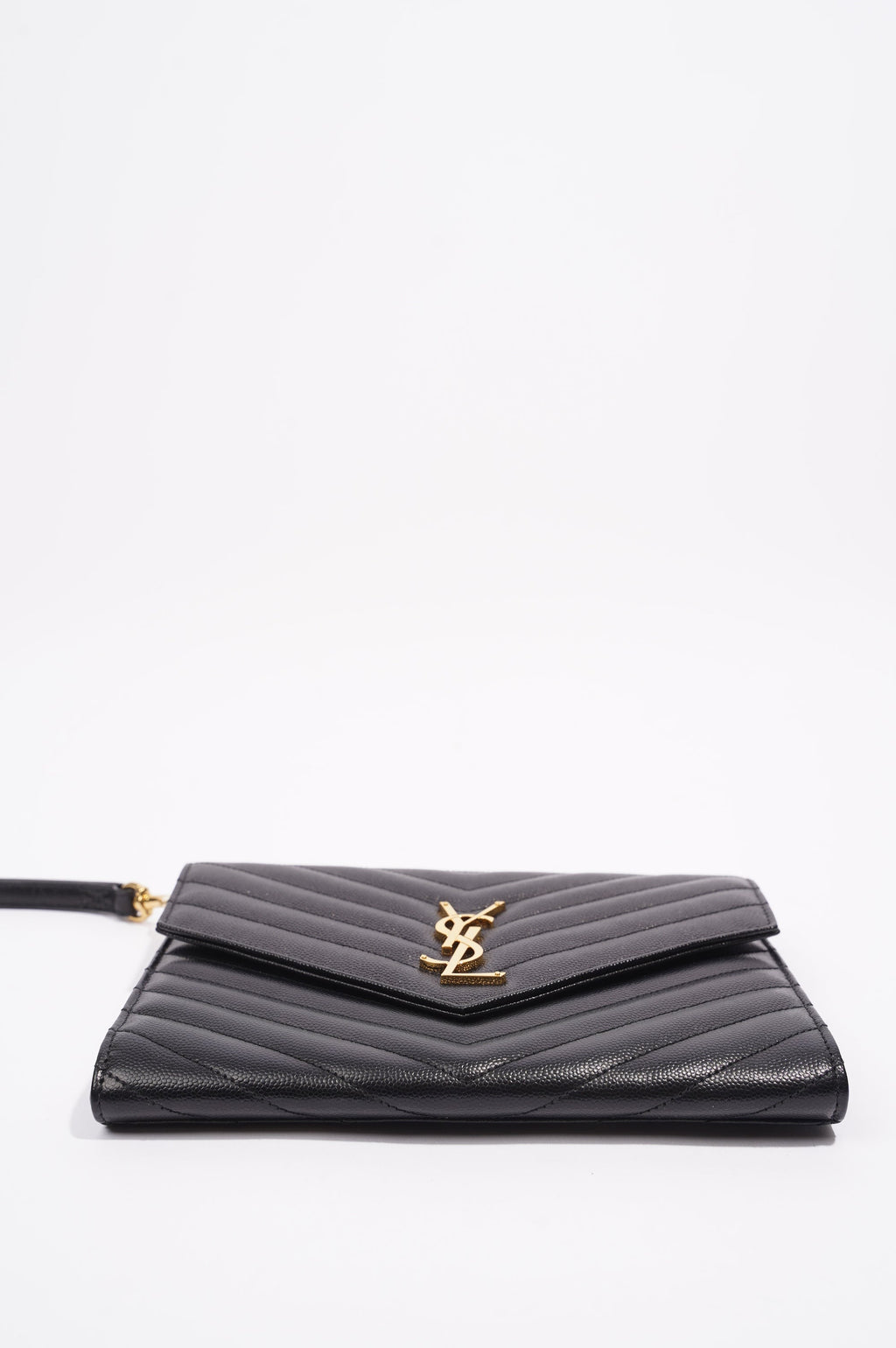 Saint Laurent Envelope Wristlet Clutch Black Leather