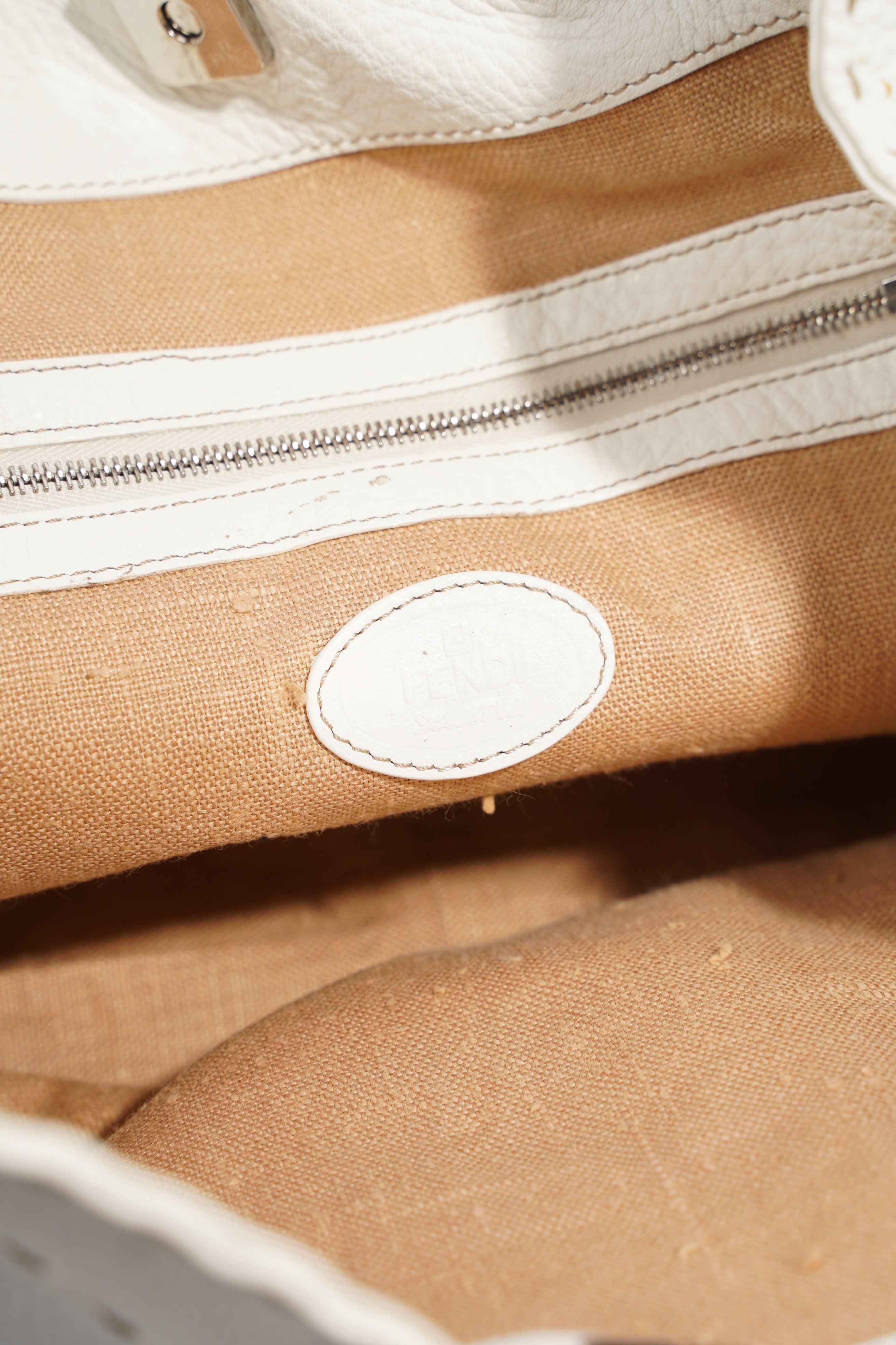 Fendi Womens Selleria Bucket Bag White