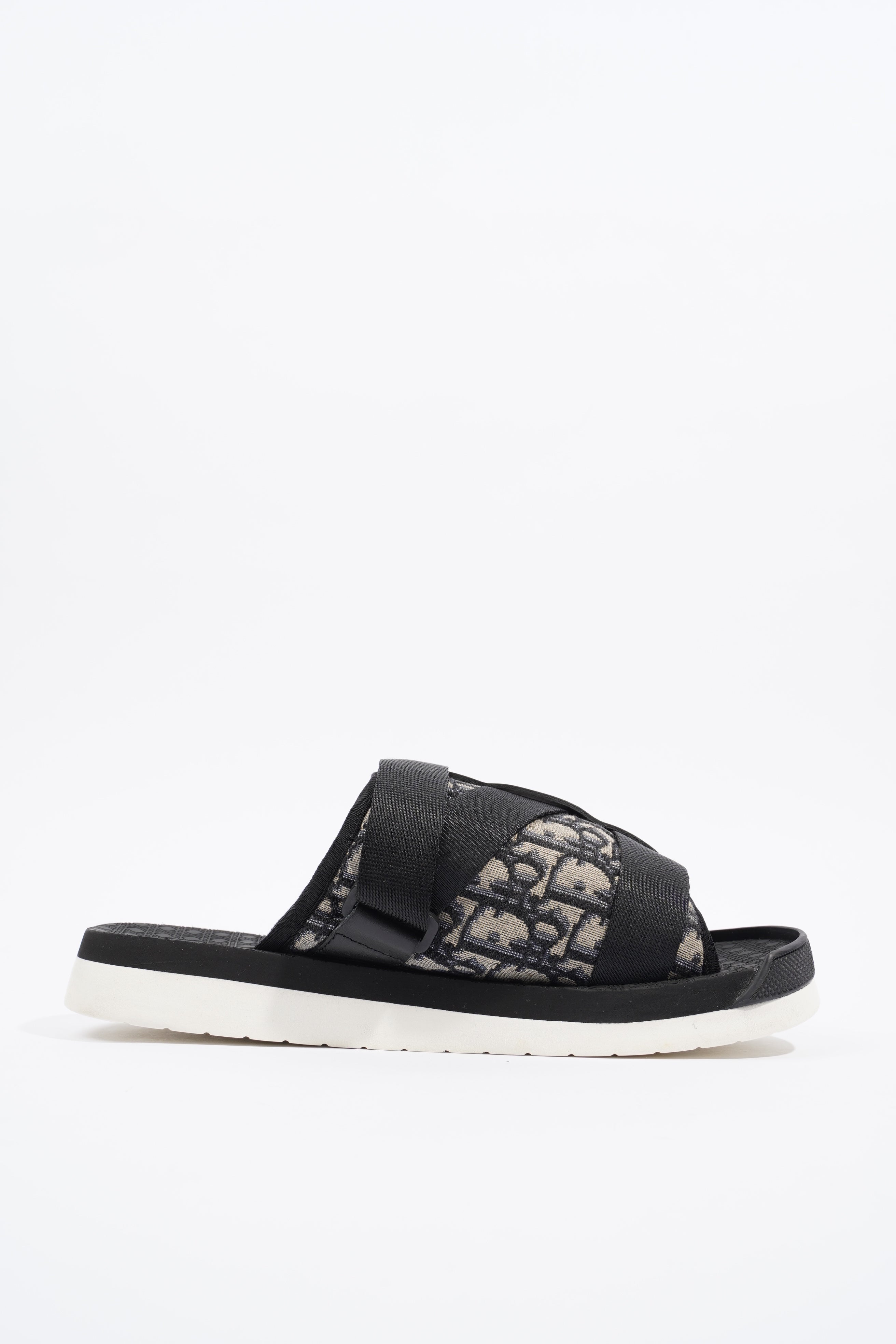 Christian Dior Mens Alpha Sandal Black / Beige / Oblique EU 40 / UK 6