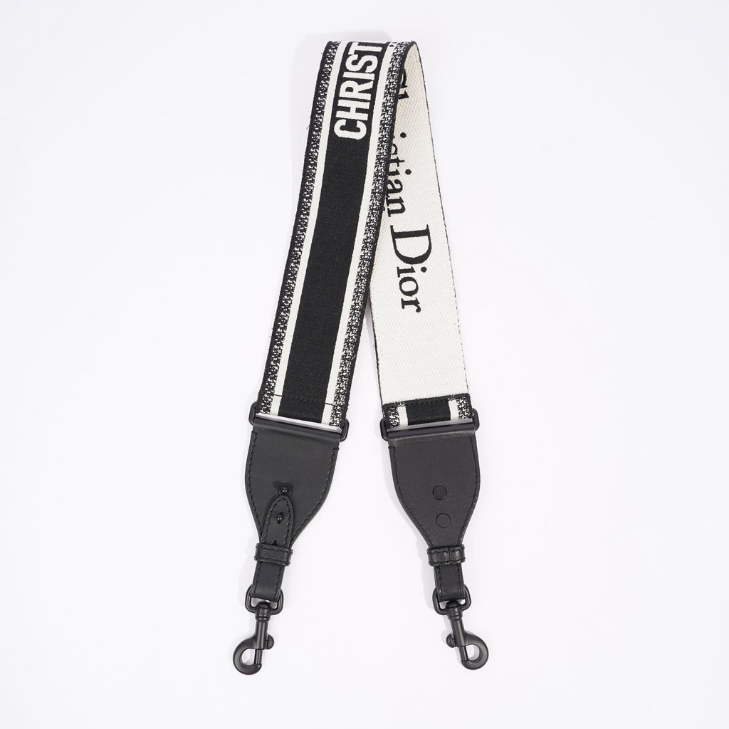 Christian Dior Ultramatte Bag Strap Black / White Canvas