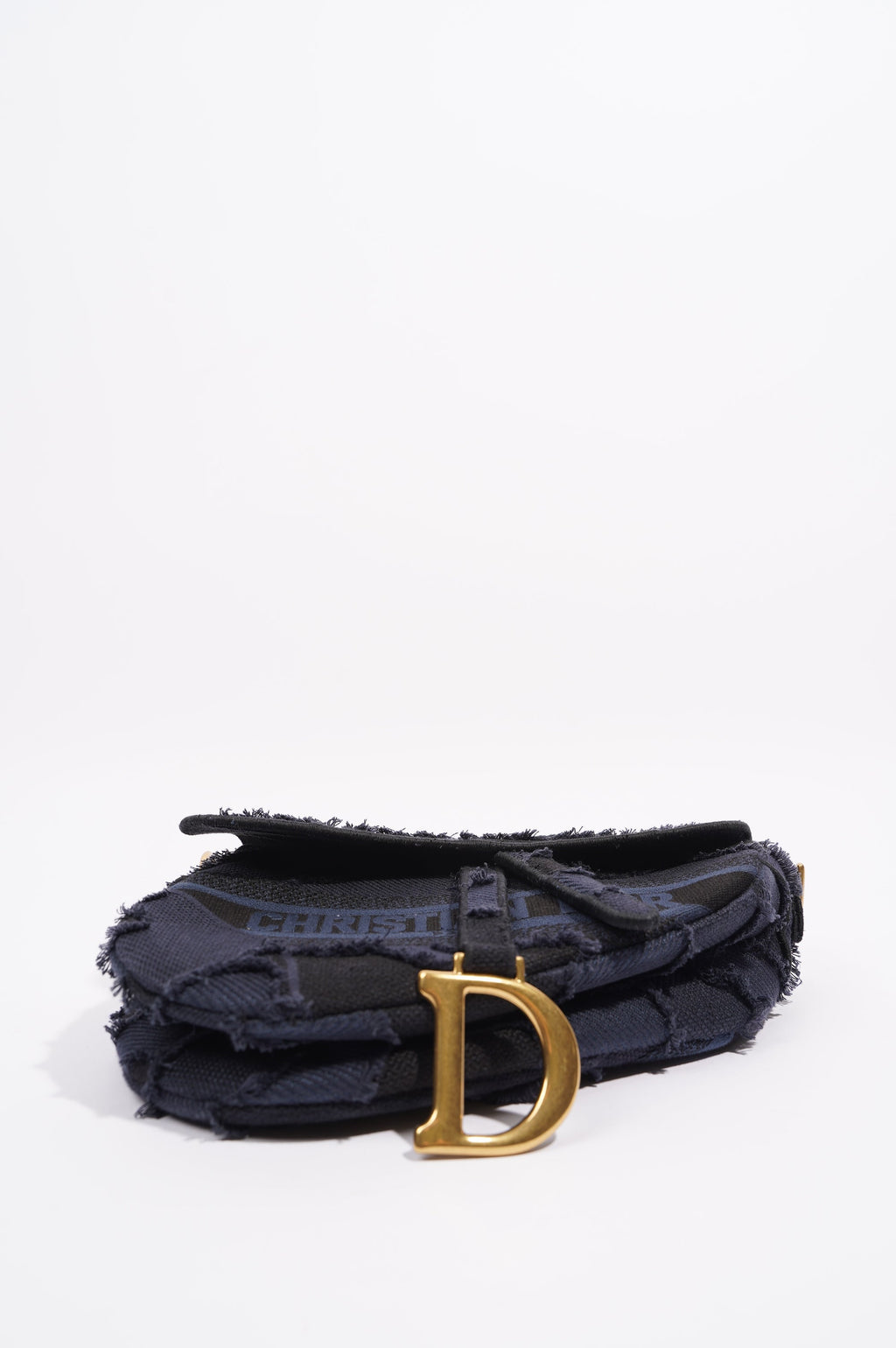 Christian Dior Womens Saddle Camouflage Bag Navy Canvas Medium