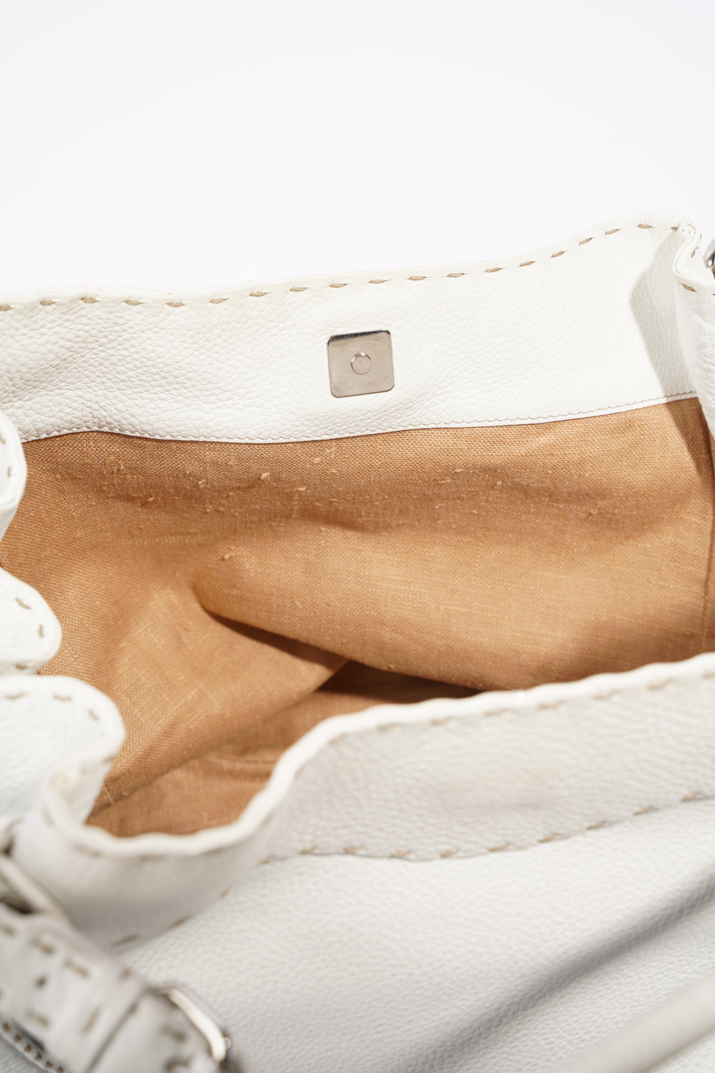 Fendi Womens Selleria Bucket Bag White
