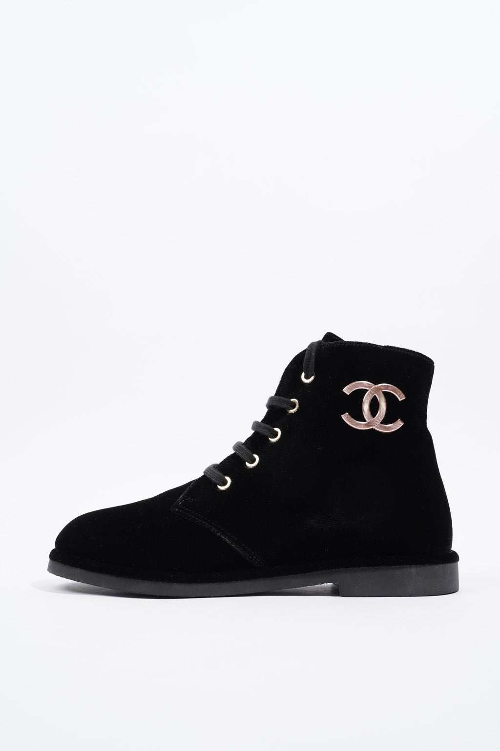 Chanel Velvet CC Boot Black EU 37 / UK 4