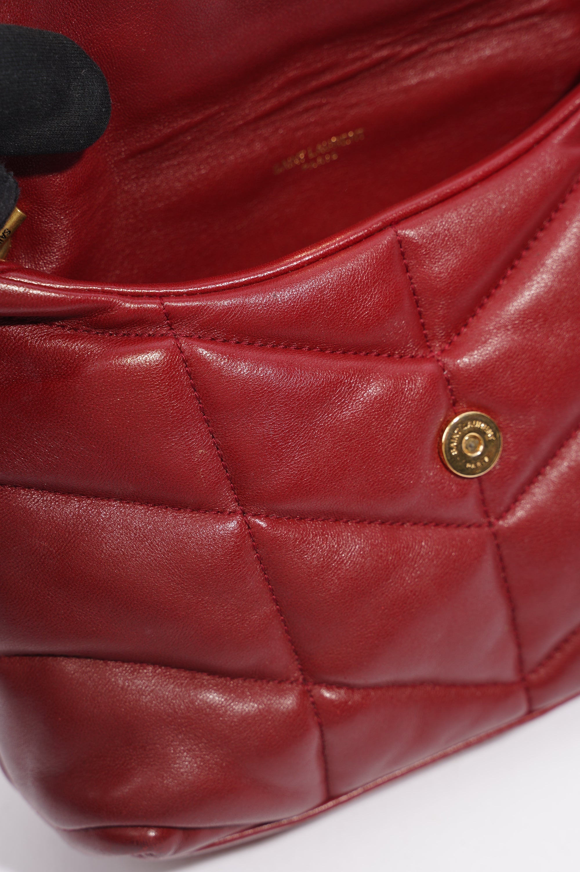 Saint Laurent Womens Lou Lou Puffer Red / Gold Toy