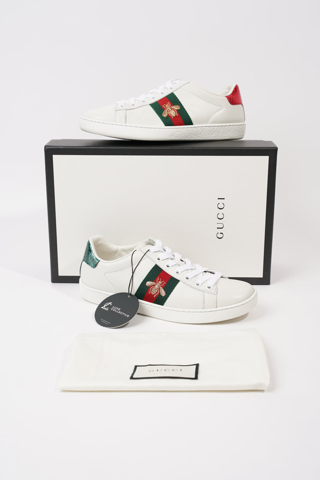 Gucci Womens Ace Bee White / Green / Red EU 35 / UK 2