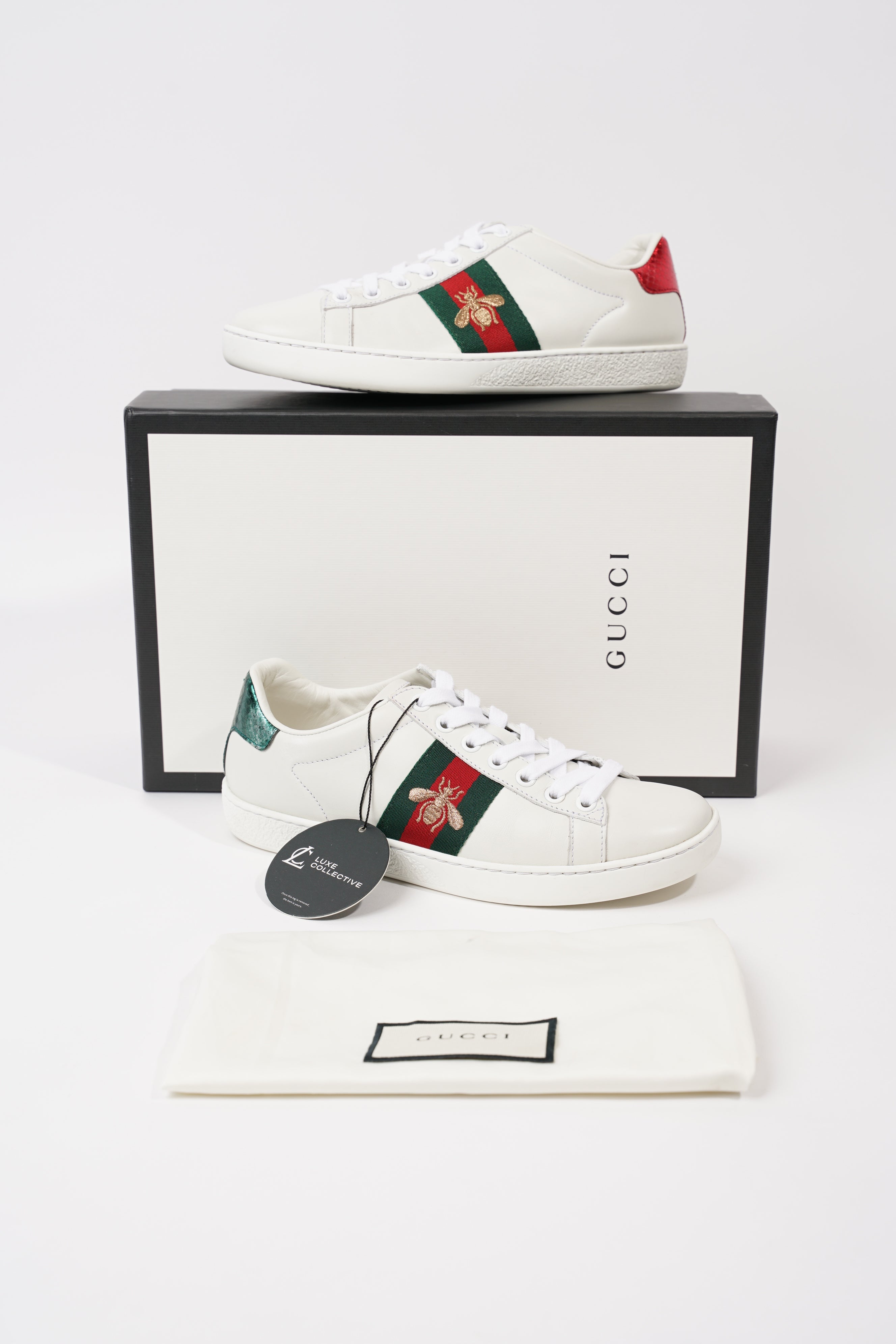 Gucci Womens Ace Bee White / Green / Red EU 35 / UK 2