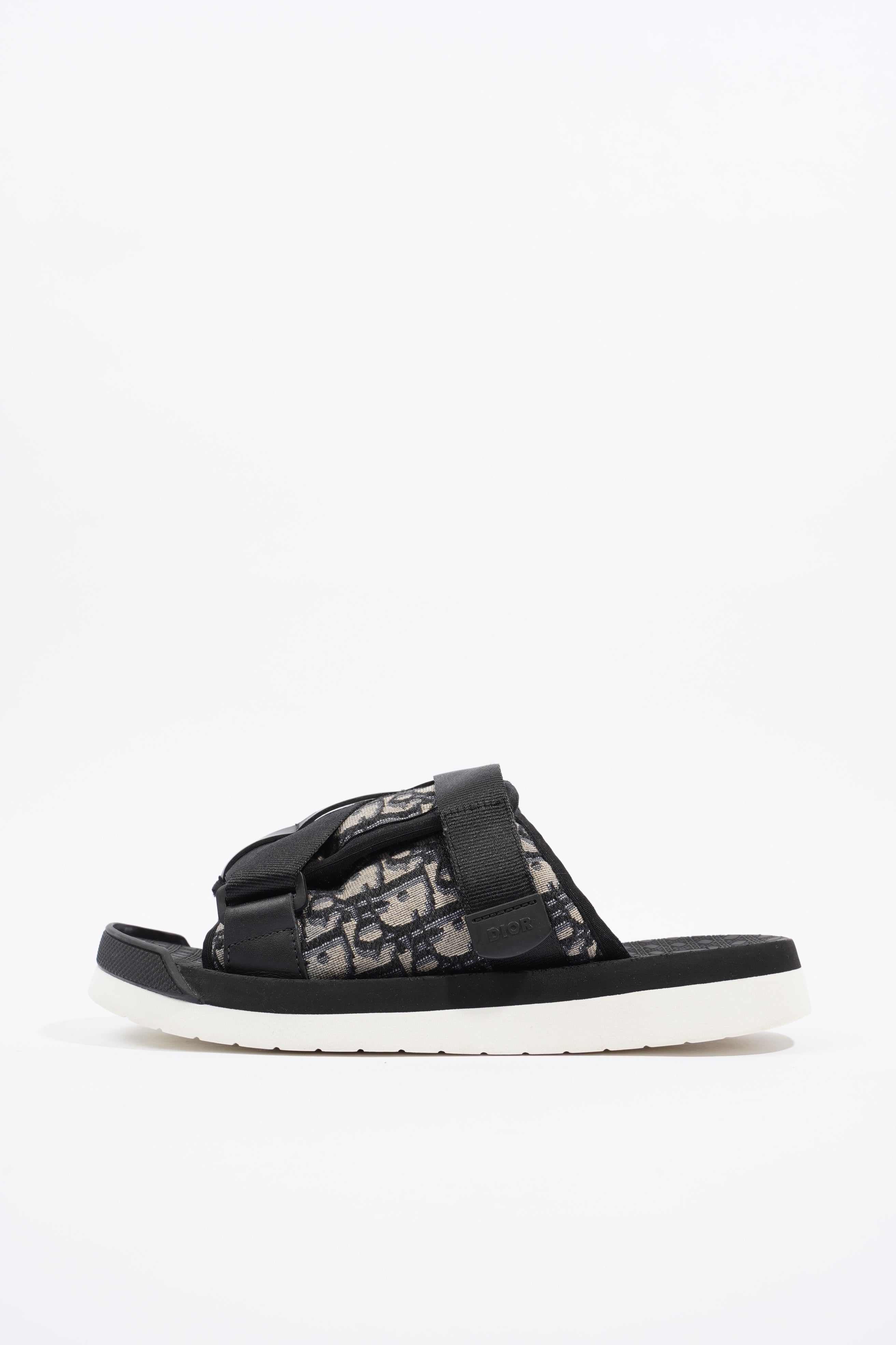 Christian Dior Mens Alpha Sandal Black / Beige / Oblique EU 40 / UK 6