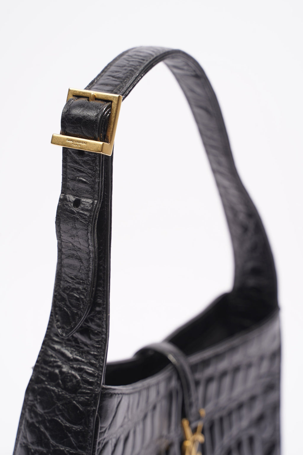 Saint Laurent Le 5 A 7 Hobo Bag Black Embossed Leather