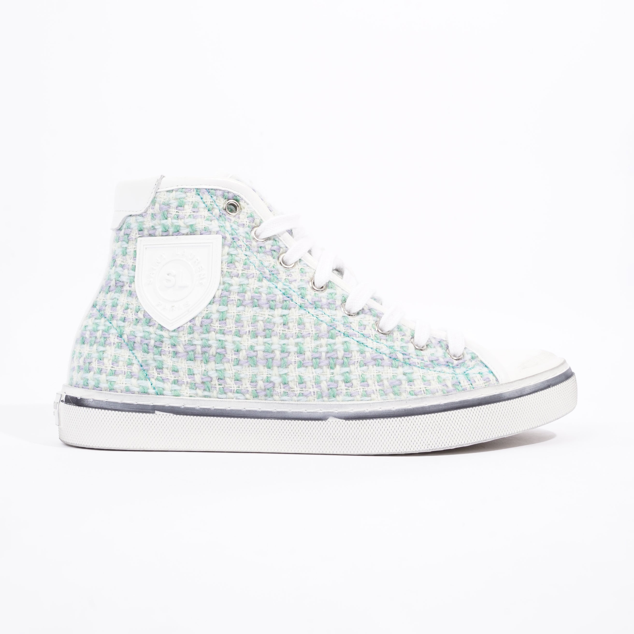 Saint Laurent Womens Malibu Sneaker Green Tweed EU 38 / UK 5