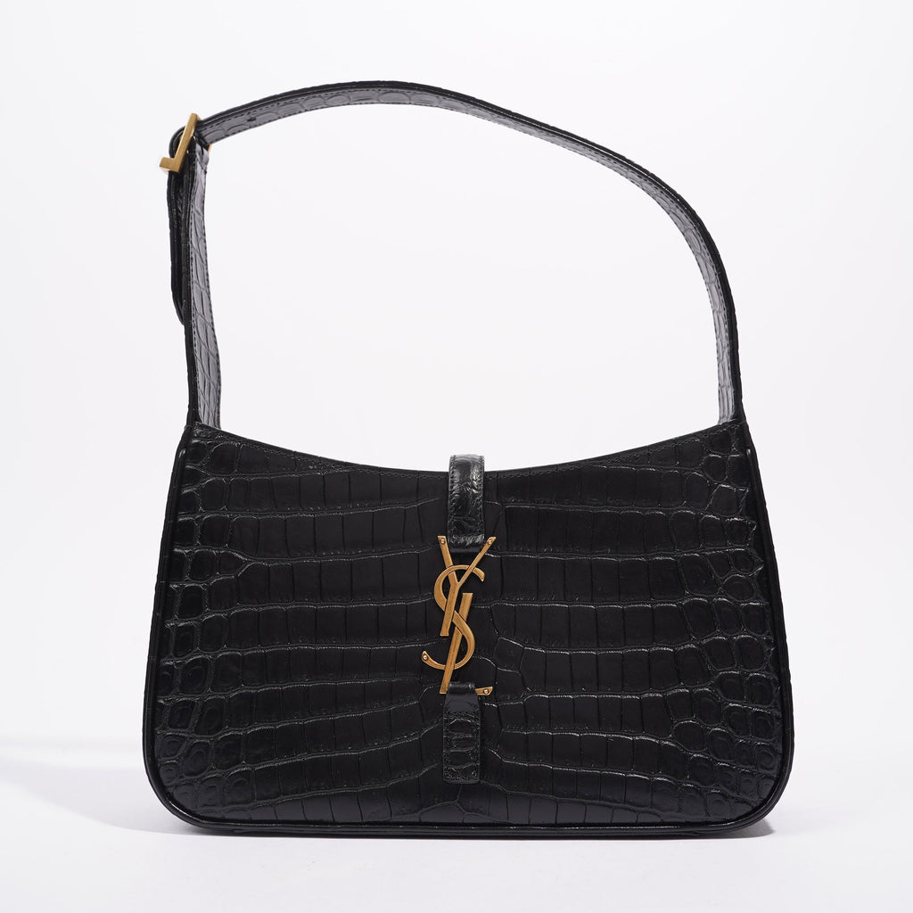 Saint Laurent Womens Le 5 A 7 Bag Black Croc