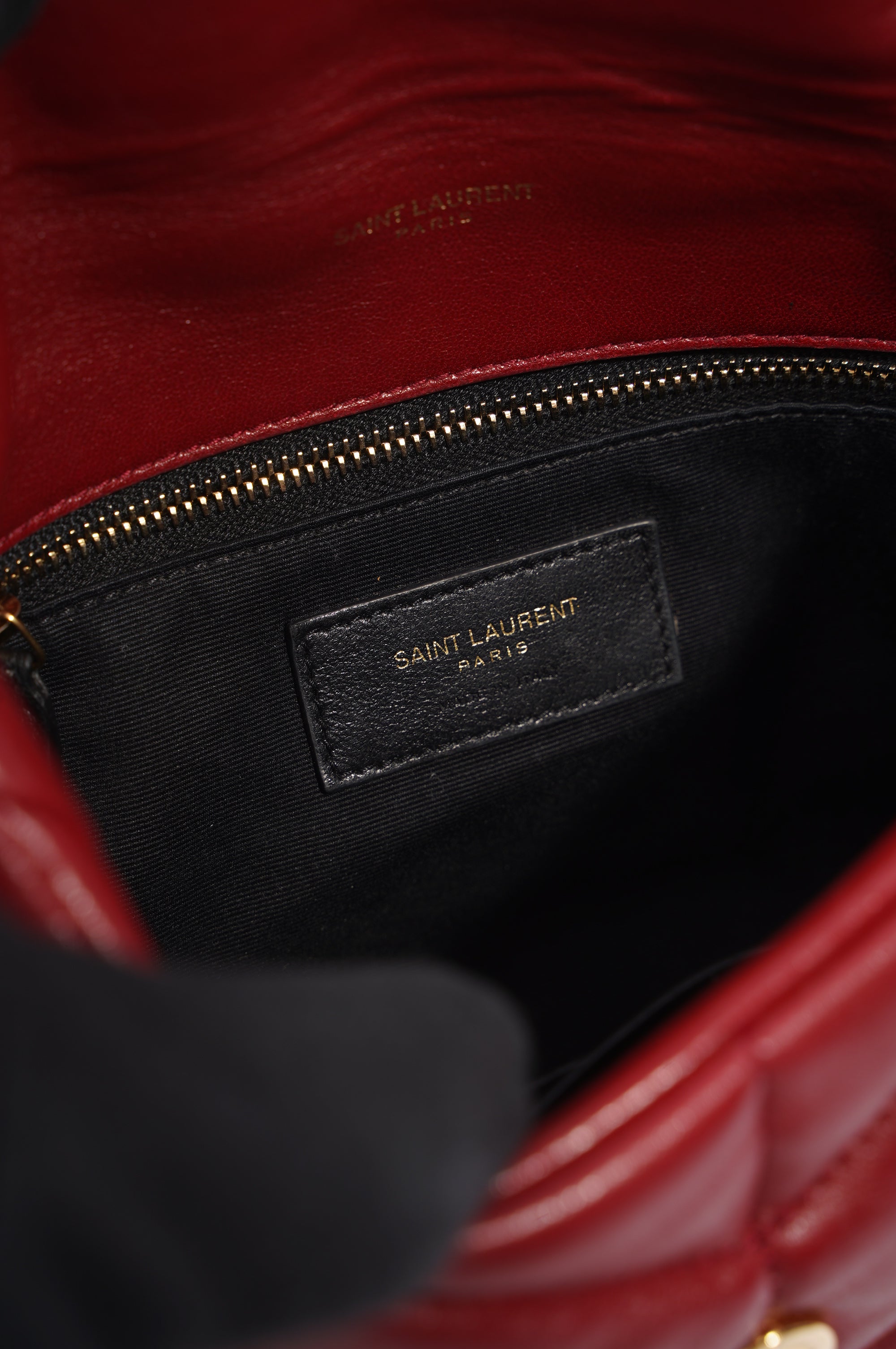 Saint Laurent Womens Lou Lou Puffer Red / Gold Toy