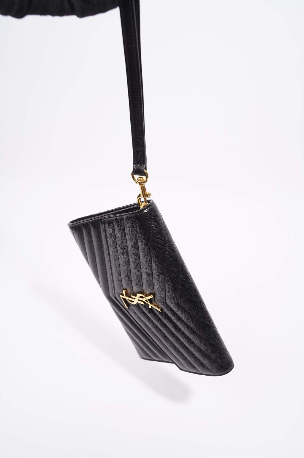 Saint Laurent Envelope Wristlet Clutch Black Leather