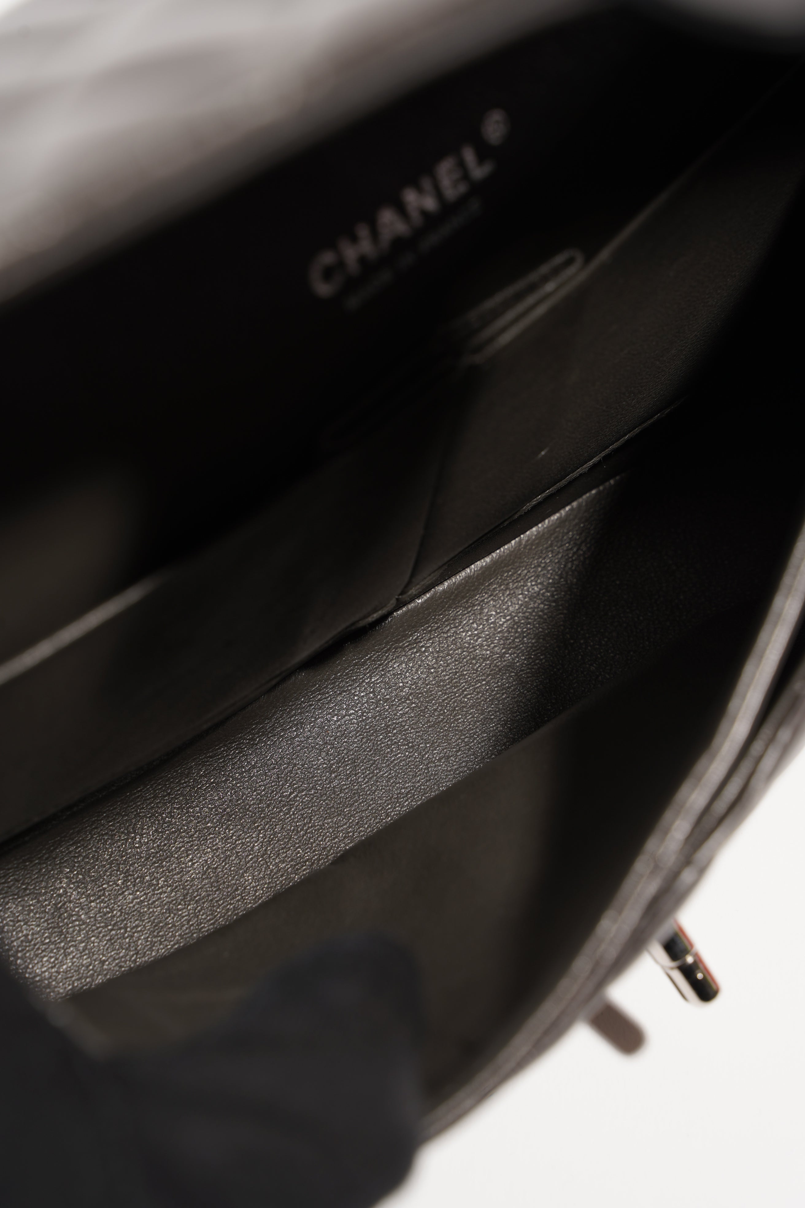 Chanel Womens Classic Flap Dark Grey Medium