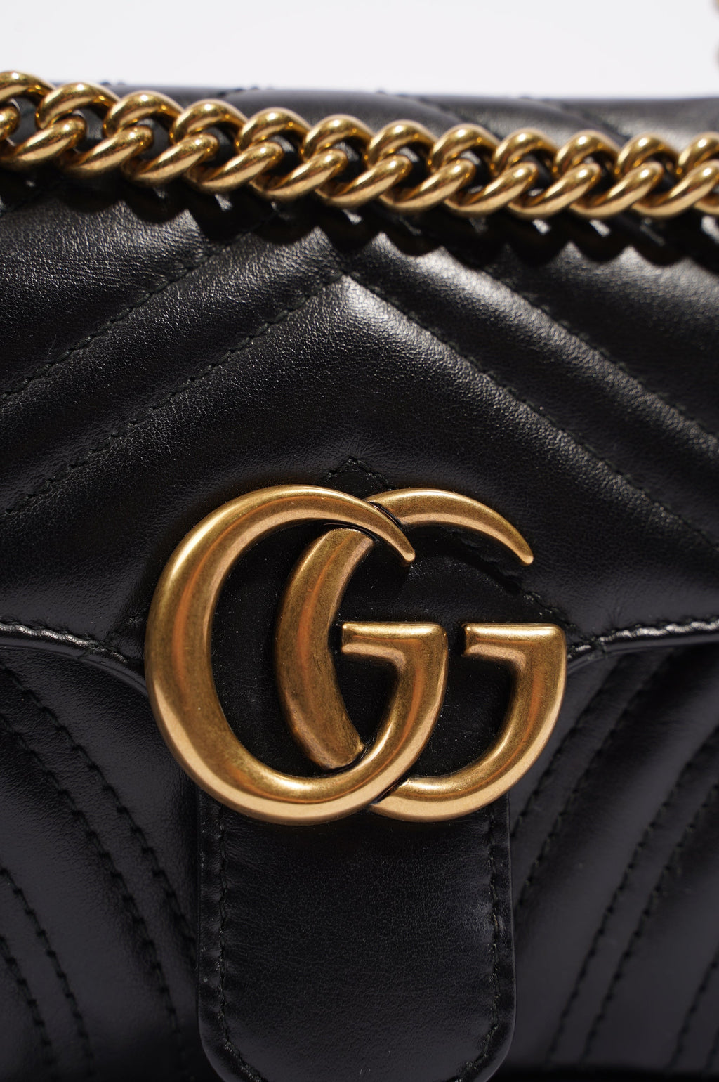 Gucci Womens Marmont Flap Black / Gold Mini