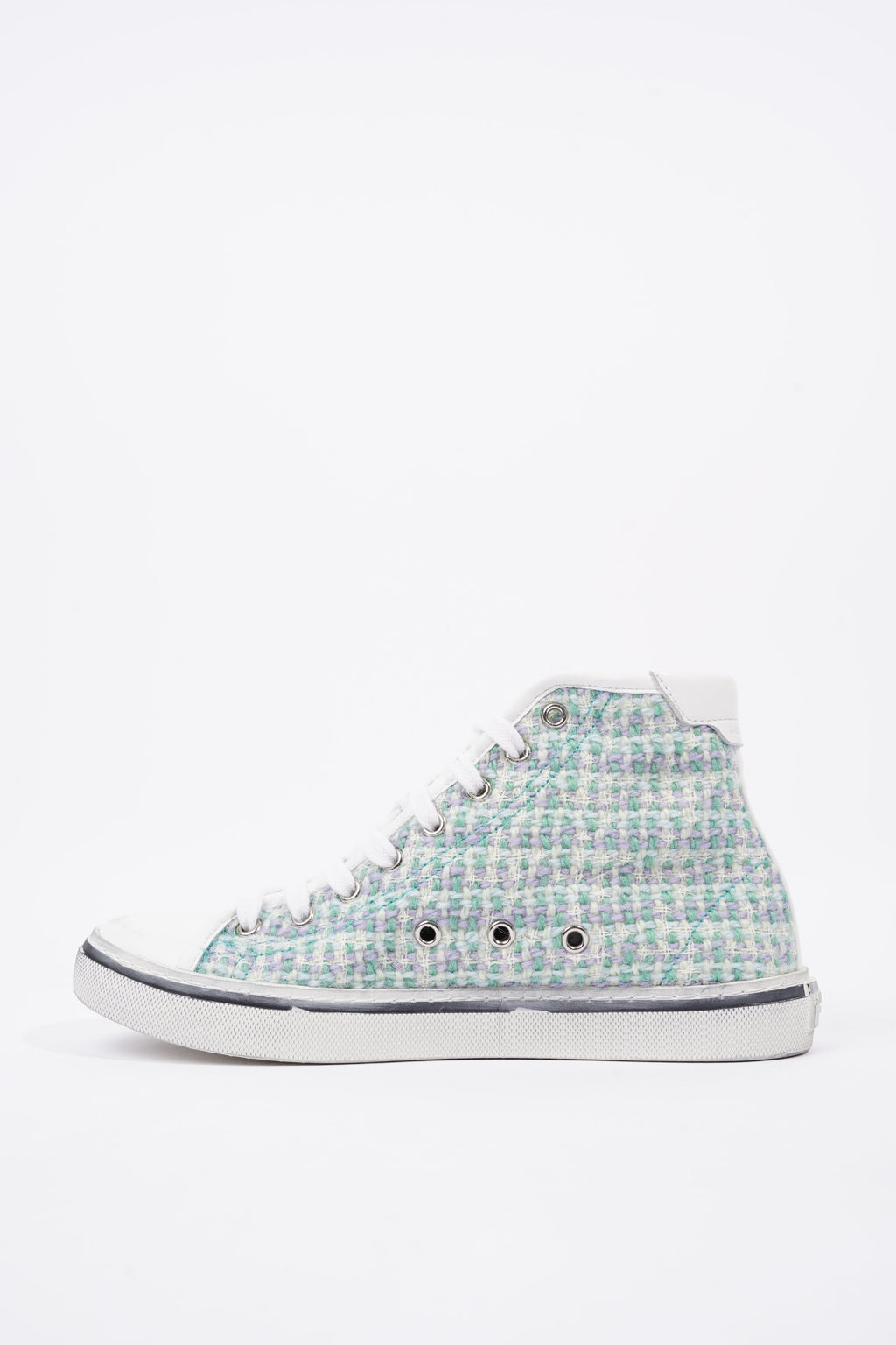 Saint Laurent Womens Malibu Sneaker Green Tweed EU 38 / UK 5